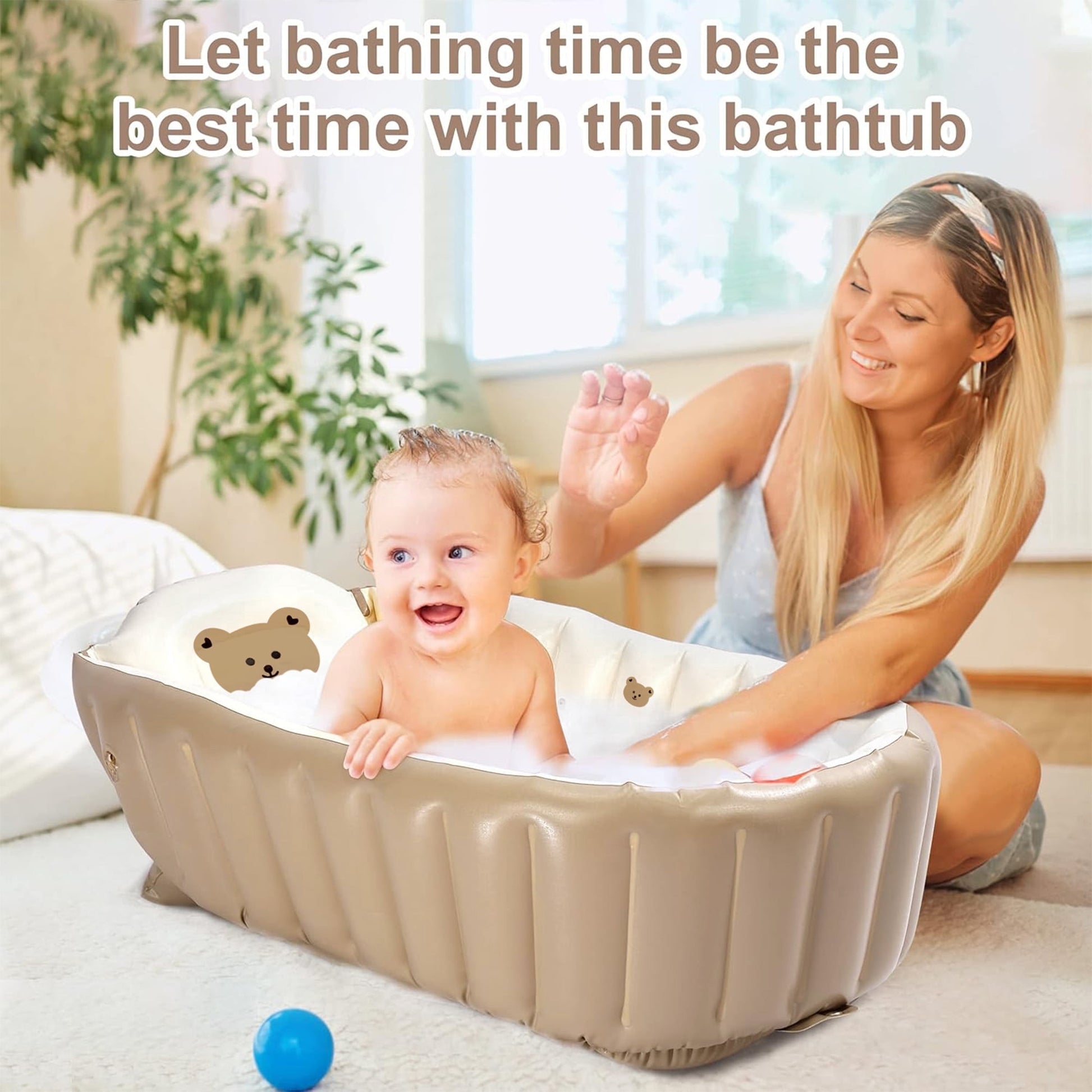 Morfone Inflatable Baby Bathtub for Newborn to Toddler, Portable Baby Tub with Air Pump, Collapsible Shower Basin for Easy Storage