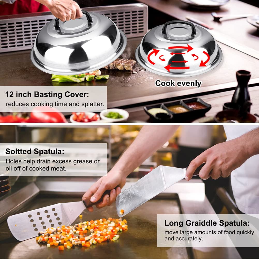 ACMETOP 135-Piece Griddle Accessories Kit for Blackstone and Camp Chef, Flat Top Grill Tool Set with Spatulas, Bottles, Scraper, Egg Rings & More