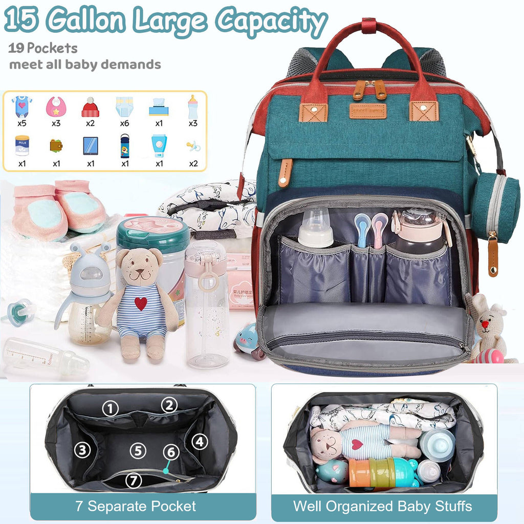 Morfone Diaper Bag Backpack with Changing Station, Large Capacity Baby Essentials Travel Tote, Waterproof Baby Bag with Changing Pad Stroller Straps & Pacifier Case - Unisex