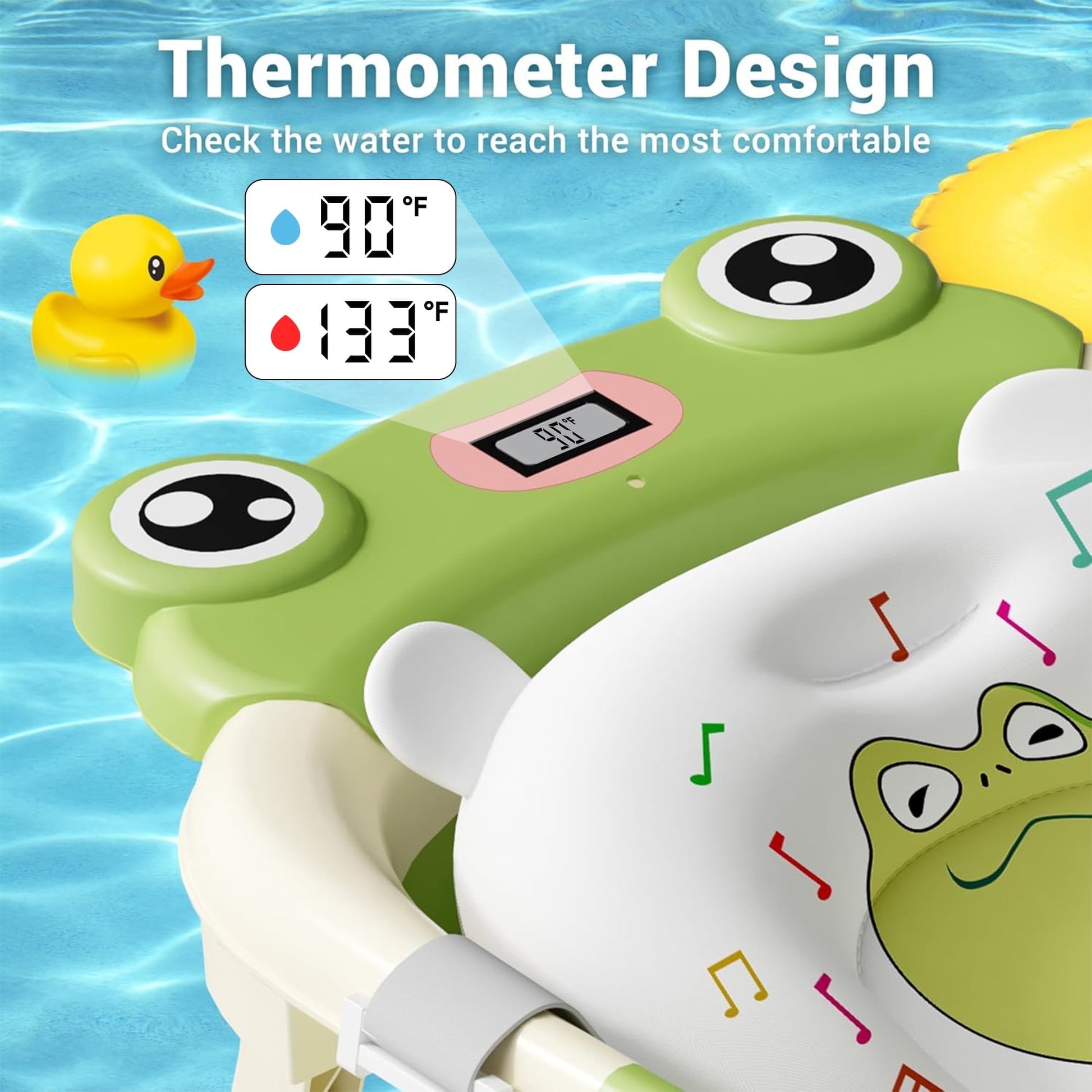 Morfone Collapsible Baby Bathtub with Thermometer, Hooded Towel, Soft Cushion and Bath Toys, Portable Travel Baby Tub for Newborn to Toddler 0-36 Months