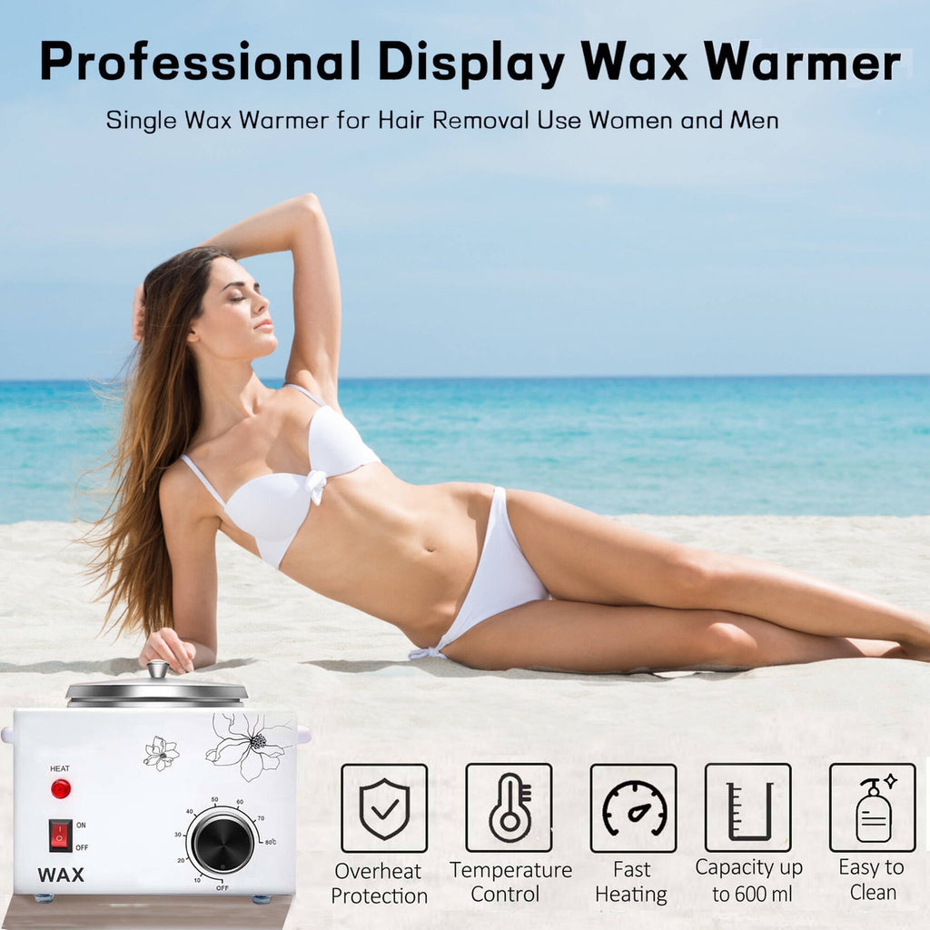 Morfone Wax Warmer for Hair Removal, Professional Waxing Kit for Women, Single Pot Wax Heater with Adjustable Temperature (White)