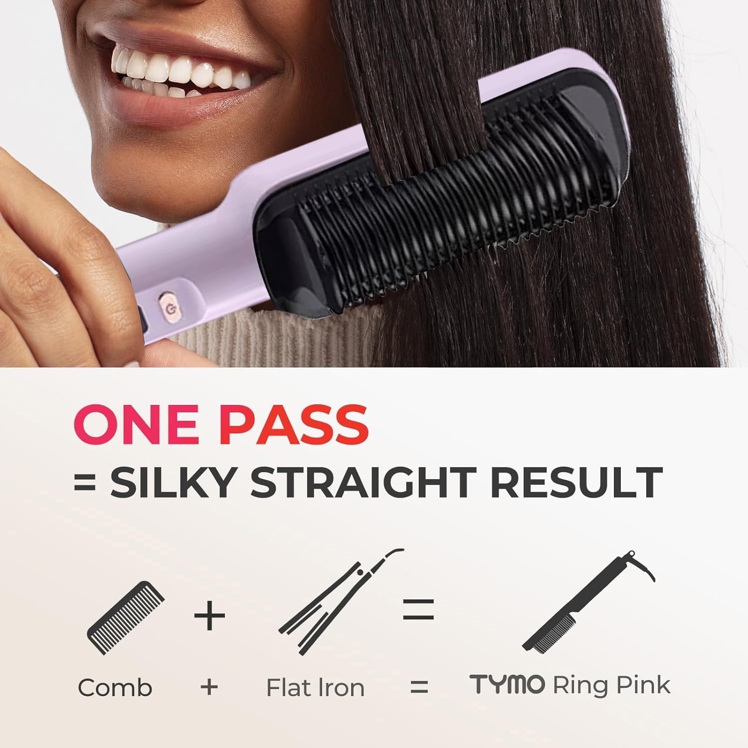 Morfone Hair Straightener Brush, Hair Straightening Iron with Built-in Comb, 10s Fast Heating & Multi Temp Settings & Anti-Scald, Perfect for Professional Salon at Home