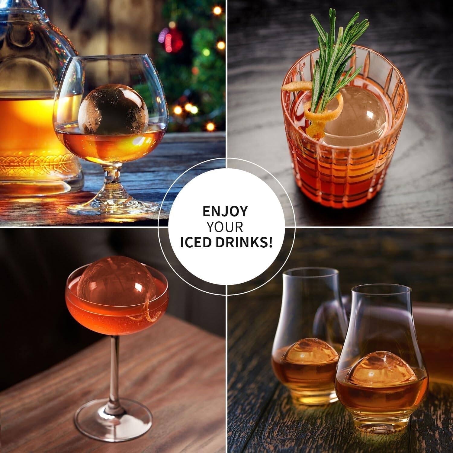 ACMETOP 4-Cavity Clear Ice Ball Maker – 2-Inch Large Crystal Ice Sphere Mold for Whiskey, Bourbon, Cocktails – Gift for Men, Dad, Boyfriend