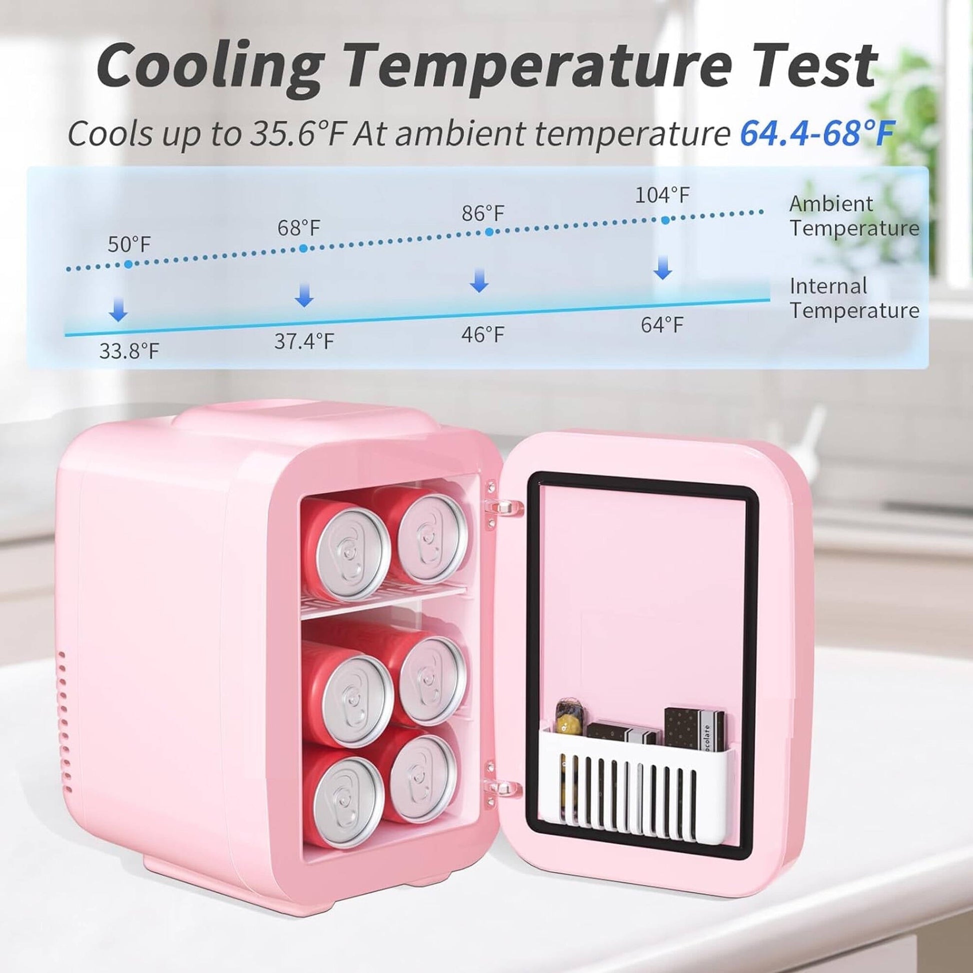 BEICHEN 4L Mini Skincare Fridge with LED Mirror – Portable Beauty Fridge for Makeup, Drinks, and Cosmetics – Quiet Small Refrigerator for Bedroom, Office, Dorm, or Car Use