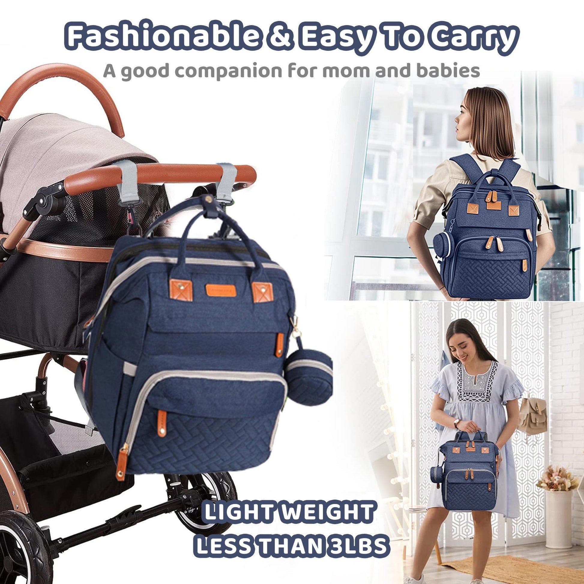 Morfone Diaper Bag Backpack with Changing Station, Large Capacity Baby Essentials Travel Tote, Waterproof Baby Bag with Changing Pad Stroller Straps & Pacifier Case - Unisex