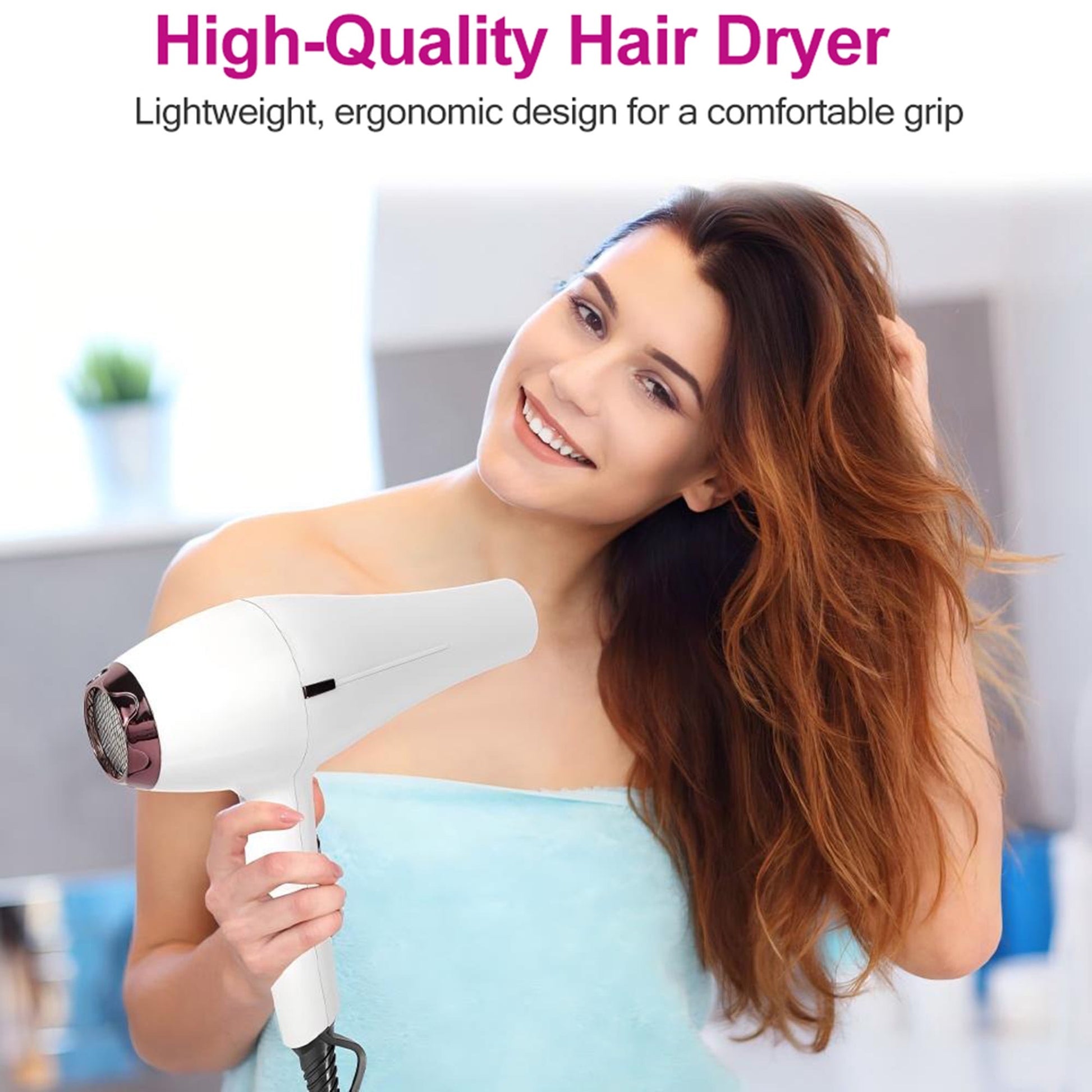 Morfone Hair Dryer, Professional Negative Ionic Thermo-Control Blow Dryer with Hair Diffuser & Nozzle
