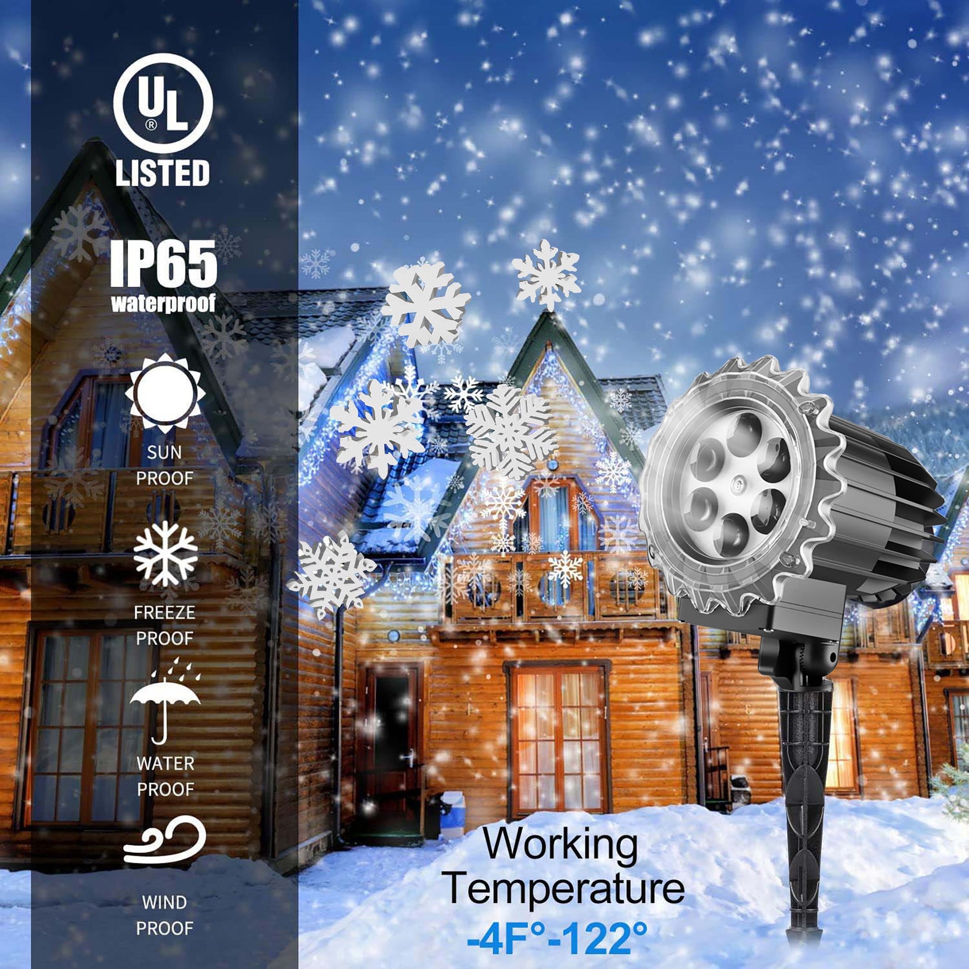 Morfone Christmas Projector Lights Outdoor, 3D Snowflake LED Projector Lights IP65 Waterproof 9W High Brightness Outdoor Indoor for Christmas, New Year, Birthday Party and Garden Decoration