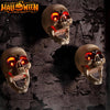 Morfone Halloween Decorations Indoor Outdoor, 3 Pack Animatronic Hanging Skeleton Skull Heads with Spooky Sound Light Up Red Eyes Shake Mouth, Scary Move Haunted Horror Prop