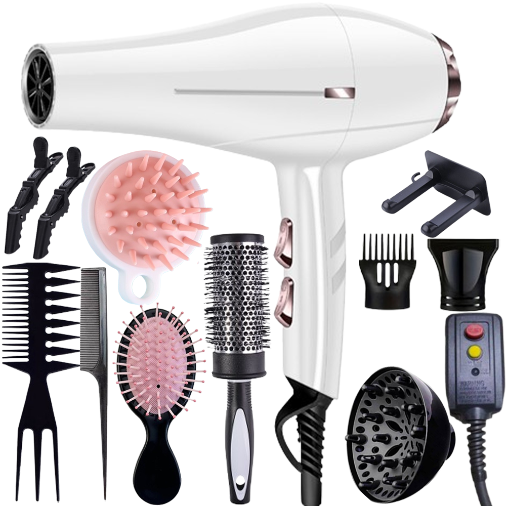 Morfone 12pcs-in-1 Hair Drying Set - Hair Dryer. Quickly dries hair - Compact and portable, suitable for the whole family - Gift set.