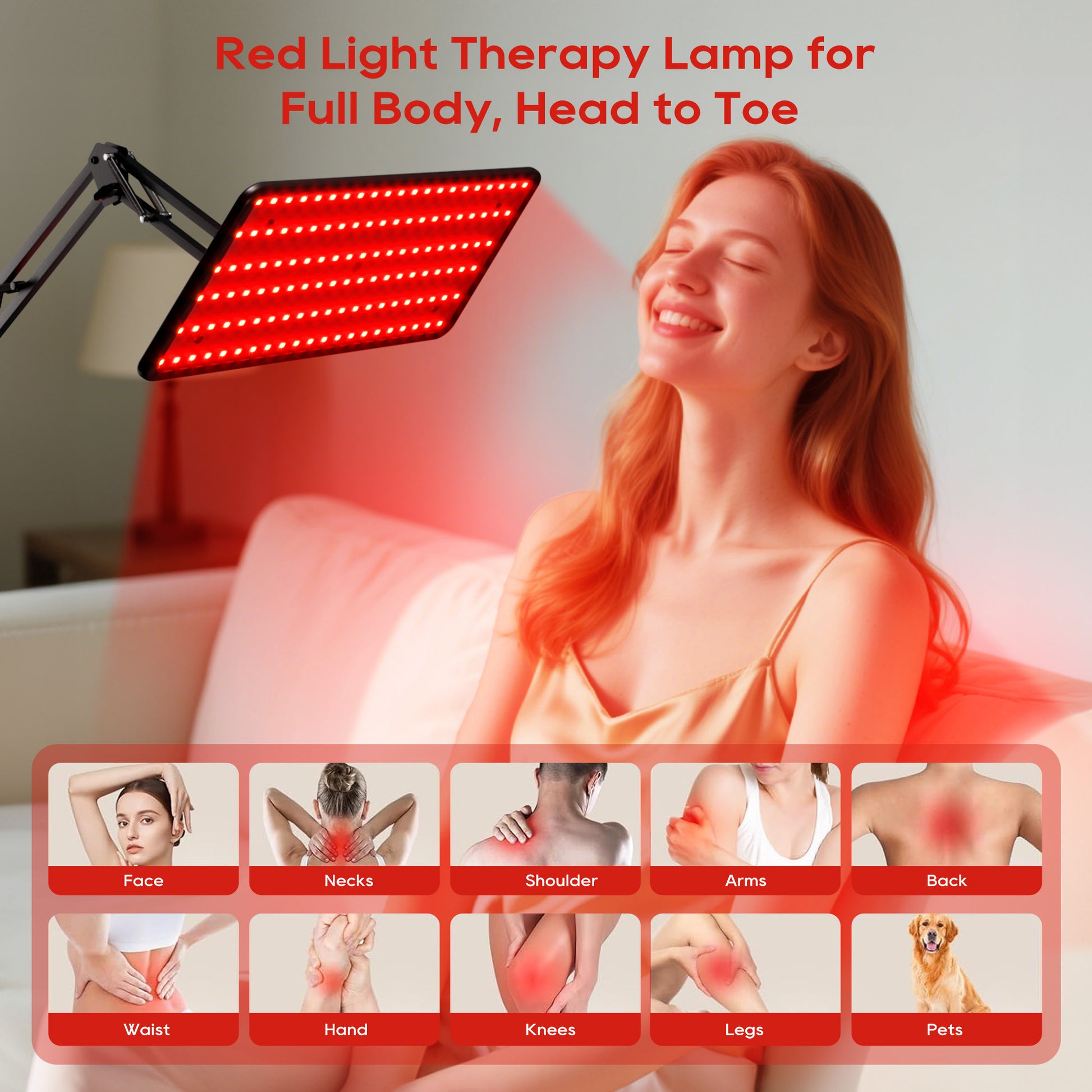 Morfone infrared light therapy lamps with wavelengths of 660nm, 850nm and 940nm. A red light therapy device equipped with a wireless remote control.