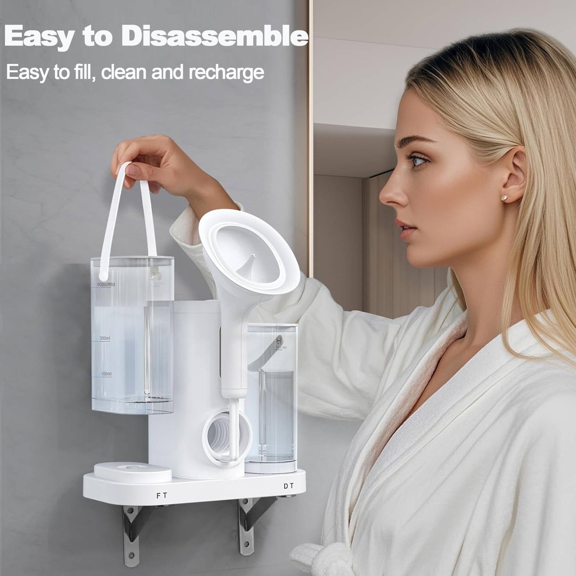 Morfone Ear Wax Removal Kit, Ear Cleaner with One-Piece Waste Tank, 4 Pressure Mode,2 Style Tips, Effective Ear Irrigation Flushing System & USB-C Cable, IPX6, White