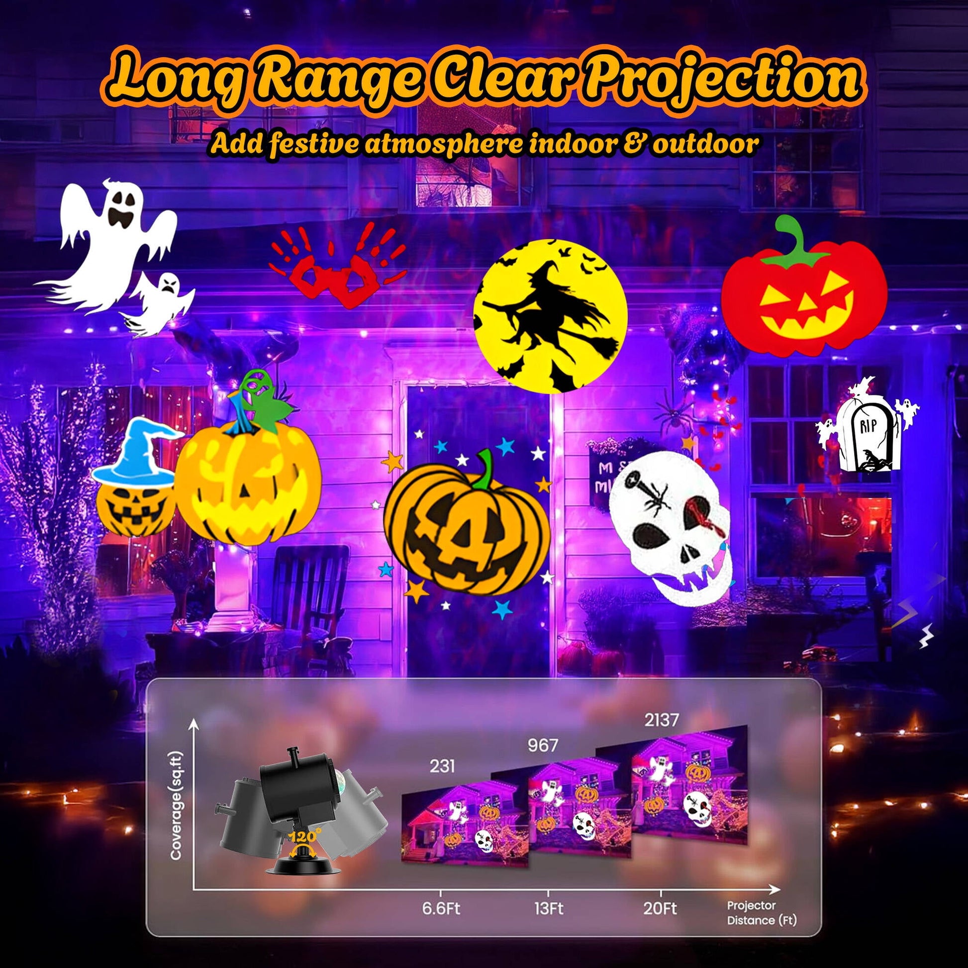 Morfone Halloween Christmas Projector Lights Outdoor, 2-in-1 HD Holiday Projector with Remote Control, Waterproof Halloween Decorations for Yard Party
