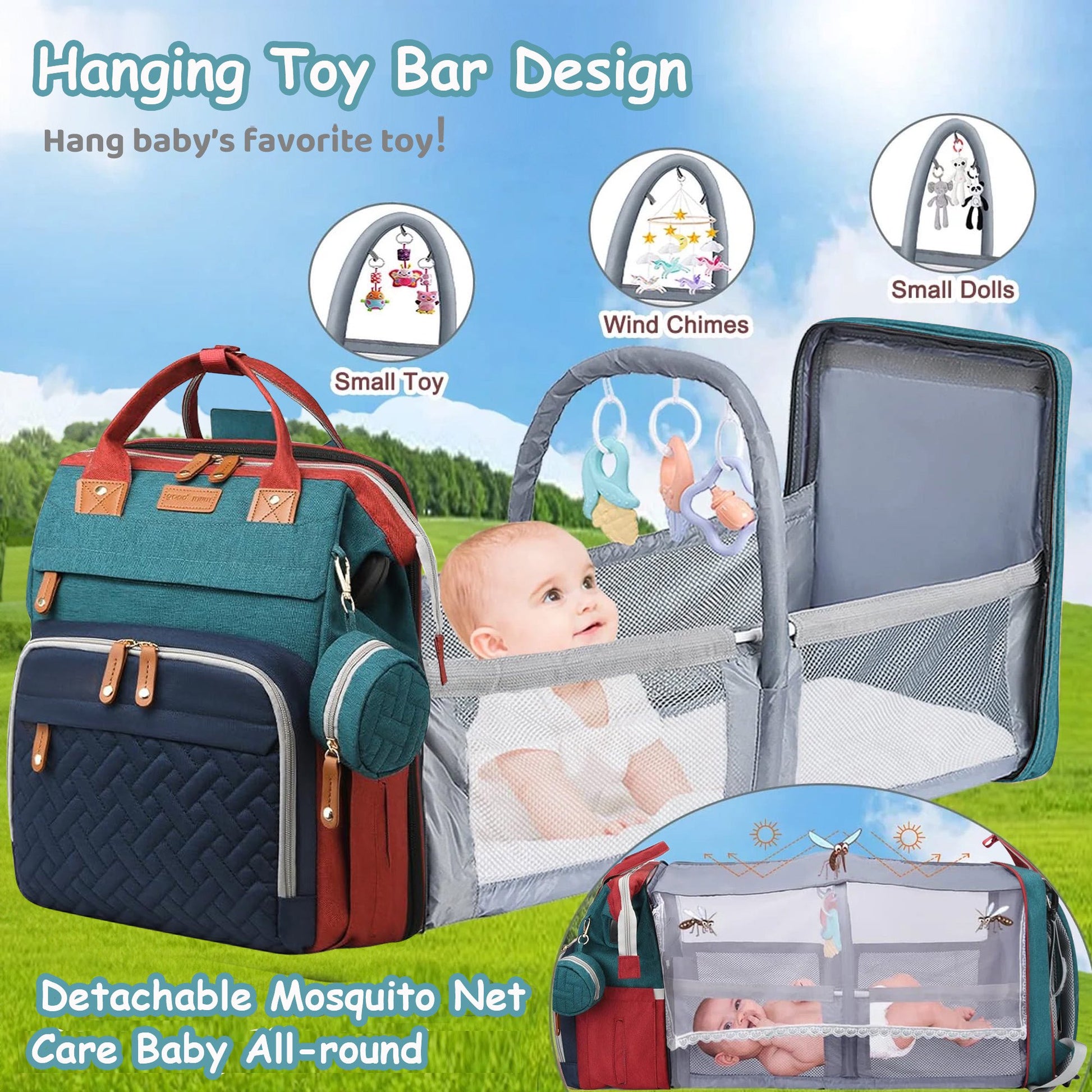 Morfone Diaper Bag Backpack with Changing Station, Large Capacity Baby Essentials Travel Tote, Waterproof Baby Bag with Changing Pad Stroller Straps & Pacifier Case - Unisex