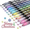 Morfone Outline Markers, Double Line Glitter Shimmer Markers Set of 12 Colors Self-outline Metallic Markers Pens for Card Making, Lettering