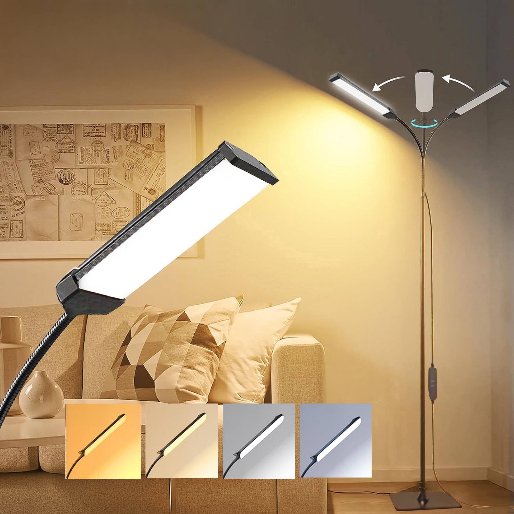 ACMETOP Floor Lamp, 18W 1800LM Super Bright LED Light Lamp, Dimmable Timing Eye Caring Reading Light Modern Standing Floor Lamp for Living Room Bedroom Office