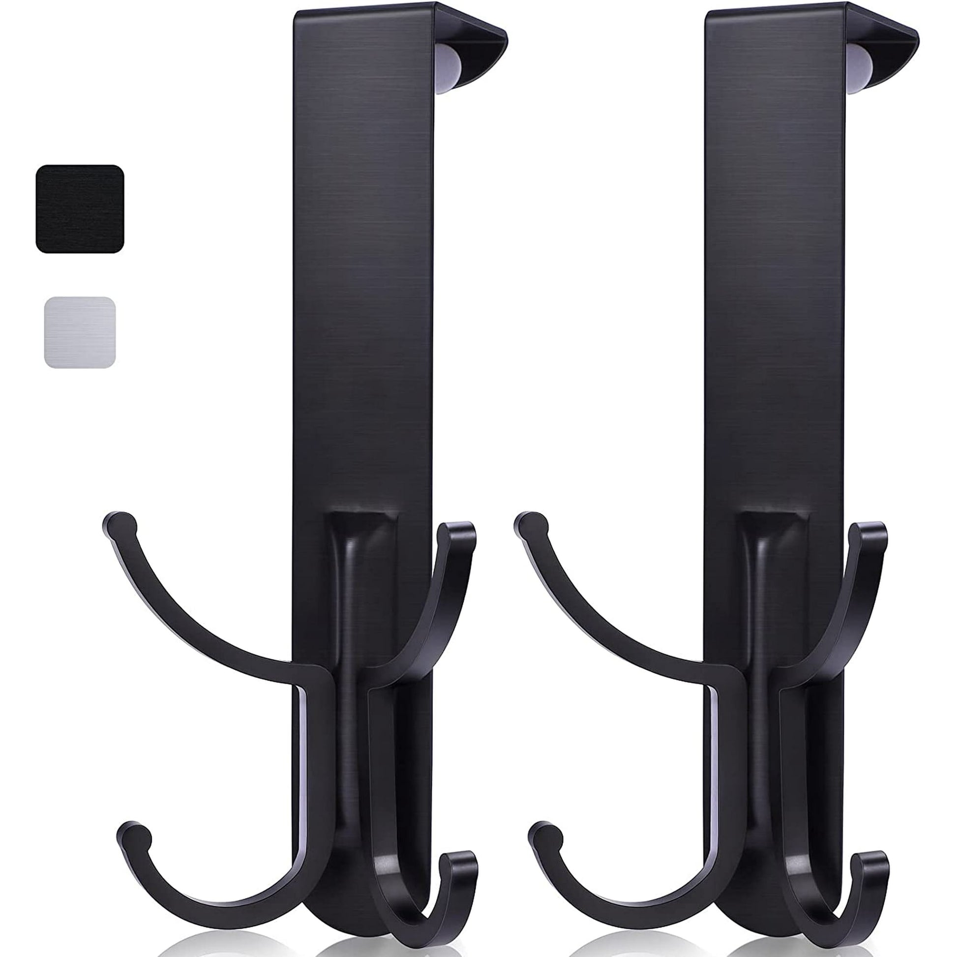 ACMETOP Over the Door Hooks 2 Pack – Heavy Duty Aluminum Door Hangers with 4 Hooks for Clothes, Towels, Hats, Bags – Matte Black