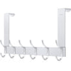 ACMETOP Over The Door Hooks, Over the Door Towel Rack with 6 Coat Hook Heavy-Duty Door Hanger Hook Bathroom, Sturdy Over The Door Hanger Hook for Bag, Robe, Hat, Aluminum,Brushed Finish (Matte Black)
