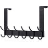 ACMETOP Over The Door Hooks, Over the Door Towel Rack with 6 Coat Hook Heavy-Duty Door Hanger Hook Bathroom, Sturdy Over The Door Hanger Hook for Bag, Robe, Hat, Aluminum,Brushed Finish (Matte Black)