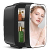 ACMETOP Skincare Fridge with Dimmable LED Light Mirror,4L/6 Can Mini Fridge for Skincare and Makeup,Cooler & Warmer, Portable Small Fridge for for Bedroom, Office, Dorm and Car, Pink