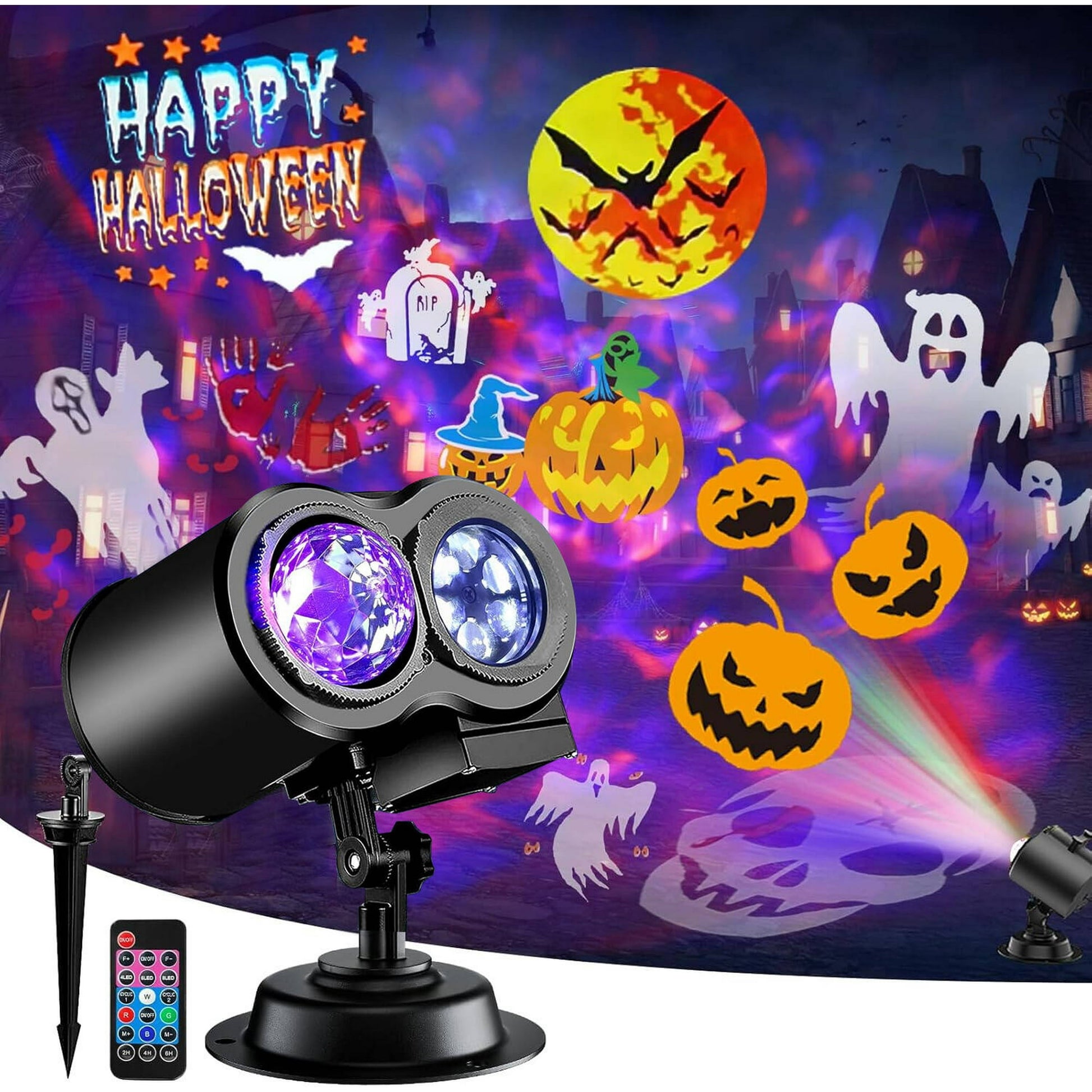 ACMETOP Halloween Projector Lights Outdoor, Dynamic Holiday Projectors with 16 HD Slides, Control, Timers, Waterproof Halloween Decorations Light for Home Window Wall Decor