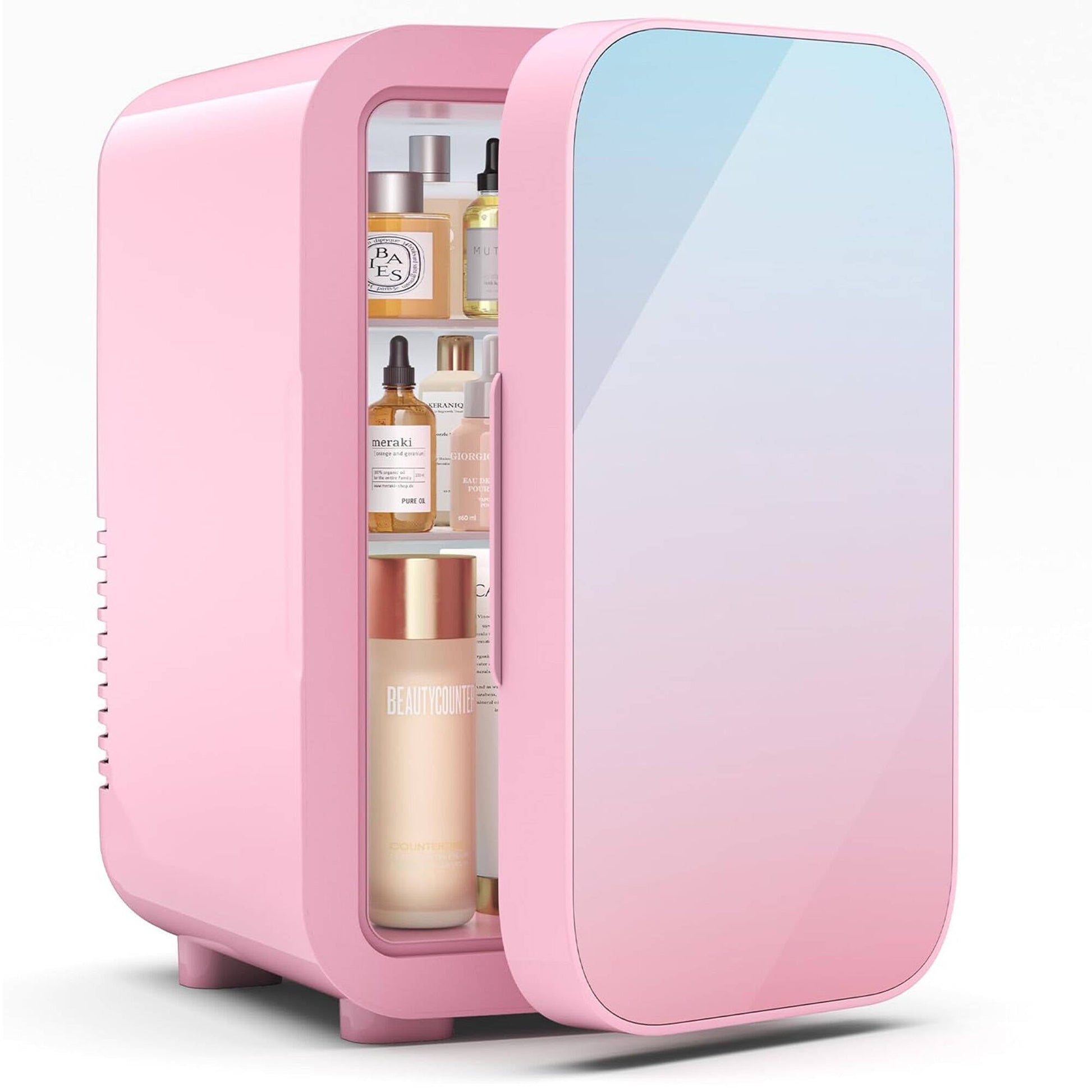 BEICHEN Mini Fridge, 6 Liter/8 Can Skincare Fridge, 110V AC/DC Portable Thermoelectric Cooler & Warmer Refrigerators for Bedroom, Dorm, Office, Car, Pink