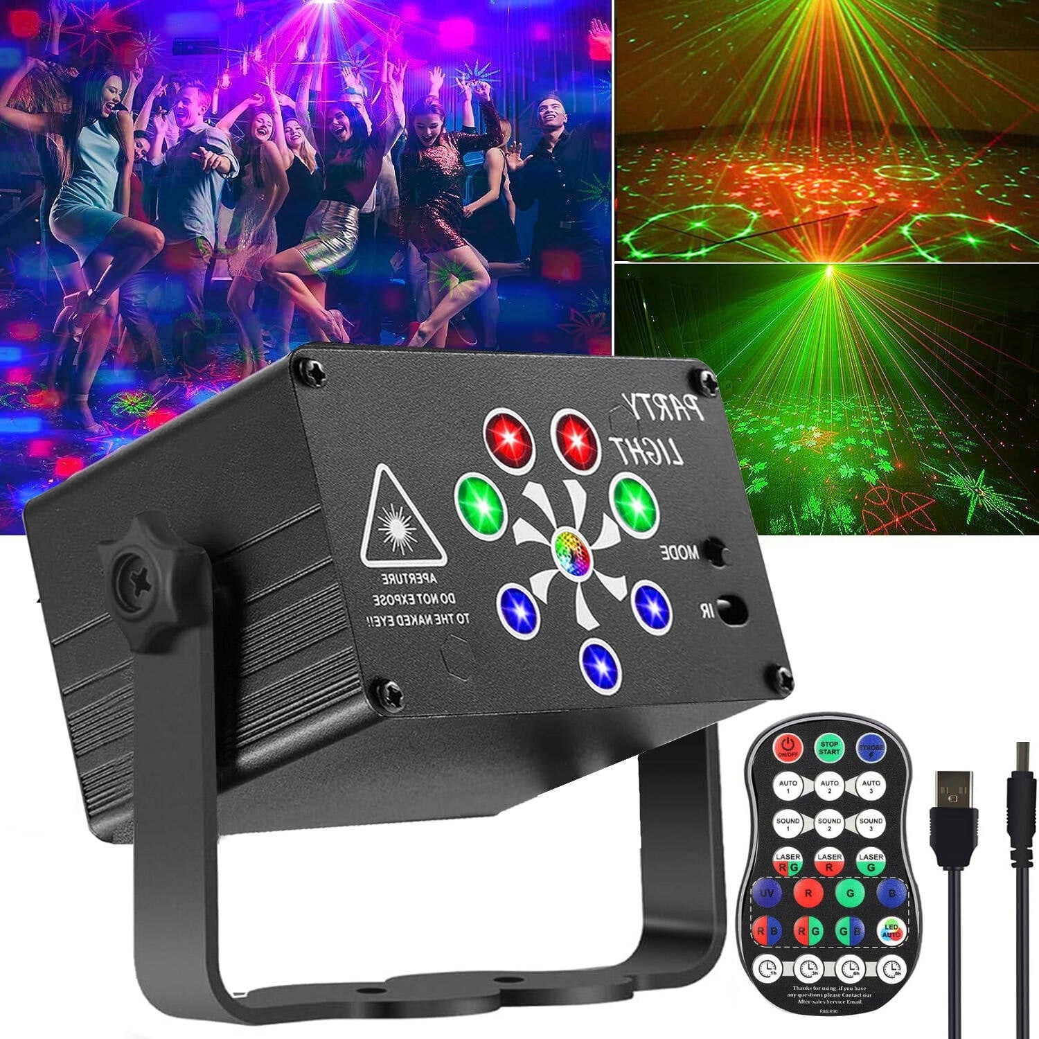 ACMETOP DJ Disco Lights Party Lights, UV RGB, 240 LED Patterns Sound Activated & Strobe Flash Effects with Remote Control for DJ Show, Birthday, Family Gathering, Karaoke, Christmas, Wedding, KTV Bar
