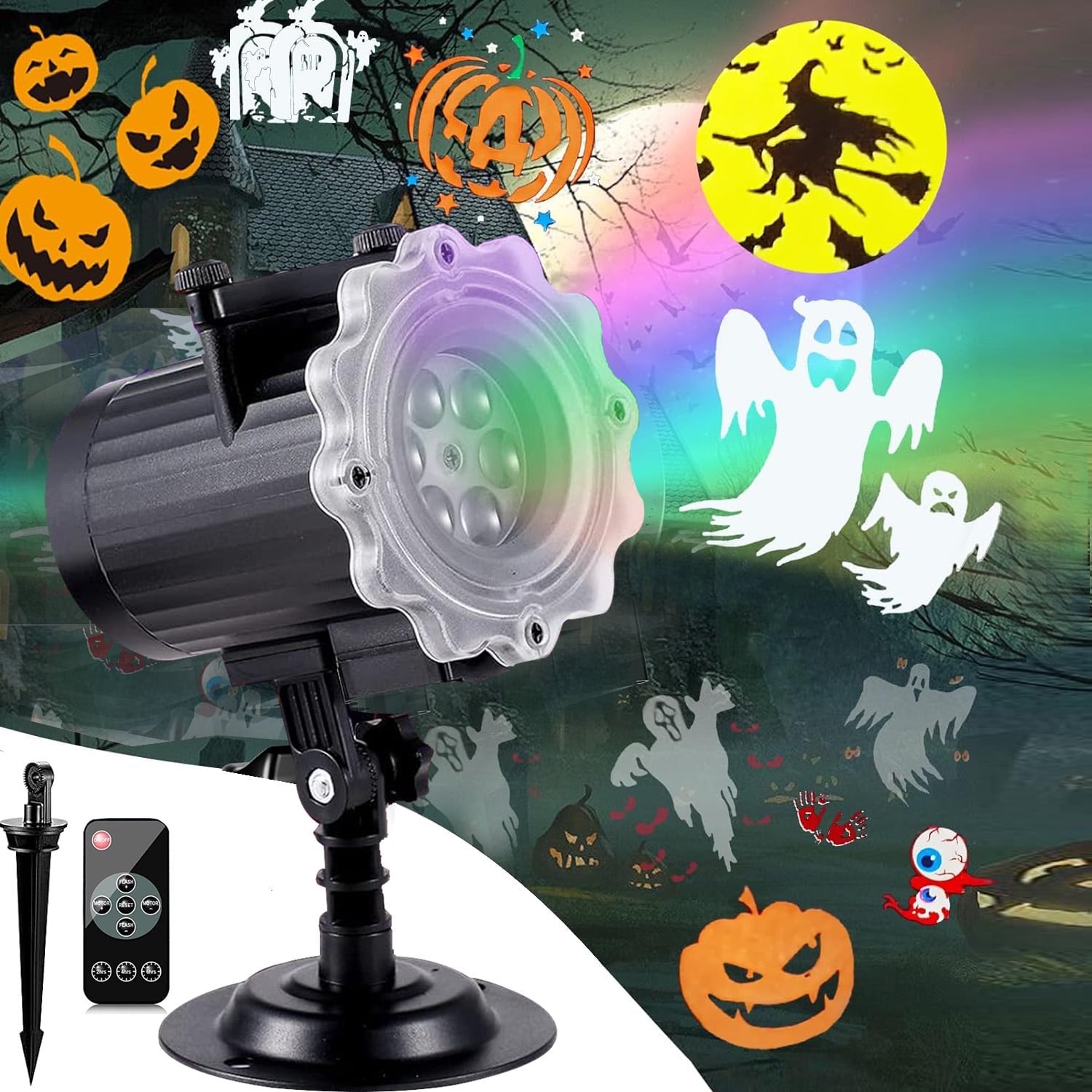 Morfone Halloween Christmas Projector Lights Outdoor, Holiday Projector Lights with Remote Control for Xmas Halloween Party Garden Yard Decor
