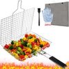 Aisutha Grill Basket, BBQ Grilling Basket for Outdoor Grill, Stainless Steel Large Folding Grilling baskets for Fish Vegetables,Chicken [Storage bag, Brush, Glove included], Perfect Gift for Man & Dad