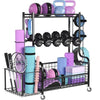 ACMETOP Weight Rack for Dumbbells, Dumbbell Rack Weight Stand, Home Gym Storage Rack for Yoga Mat Kettlebells and Strength Training Equipment, Weight Storage Holder Rack for Dumbbells with Wheels