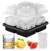 Ice Cube Tray, Morfone Silicone Square Large Ice Mold Combo with Lid, Funnel Design Easy-Release Reusable Ice Ball Maker for Whiskey, Cocktail, Bourbon, Homemade Drinks