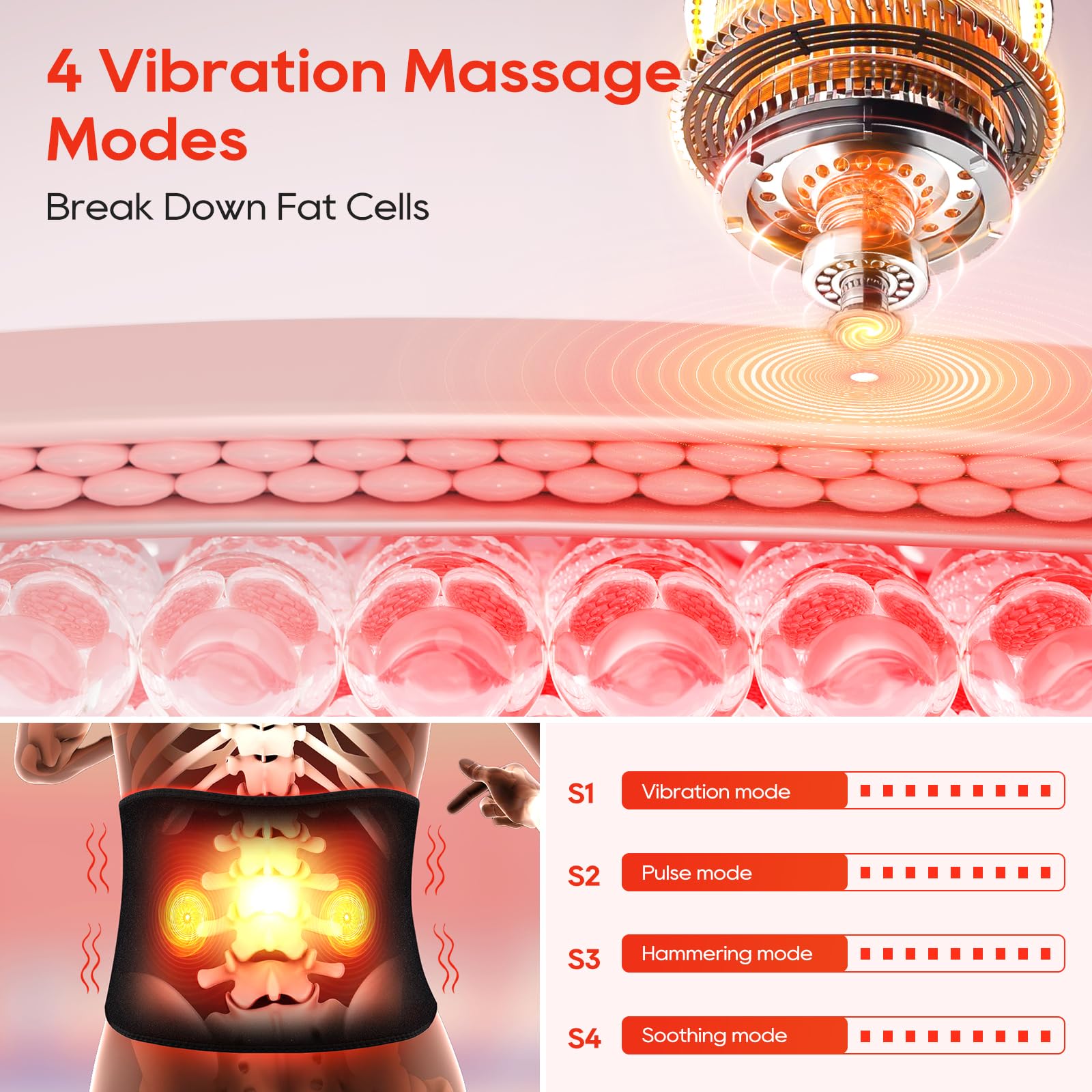 Morfone 660nm & 850nm red light therapy belt, used for body heating, vibration massage, and relief of muscle pain in the waist, shoulders, back, etc.