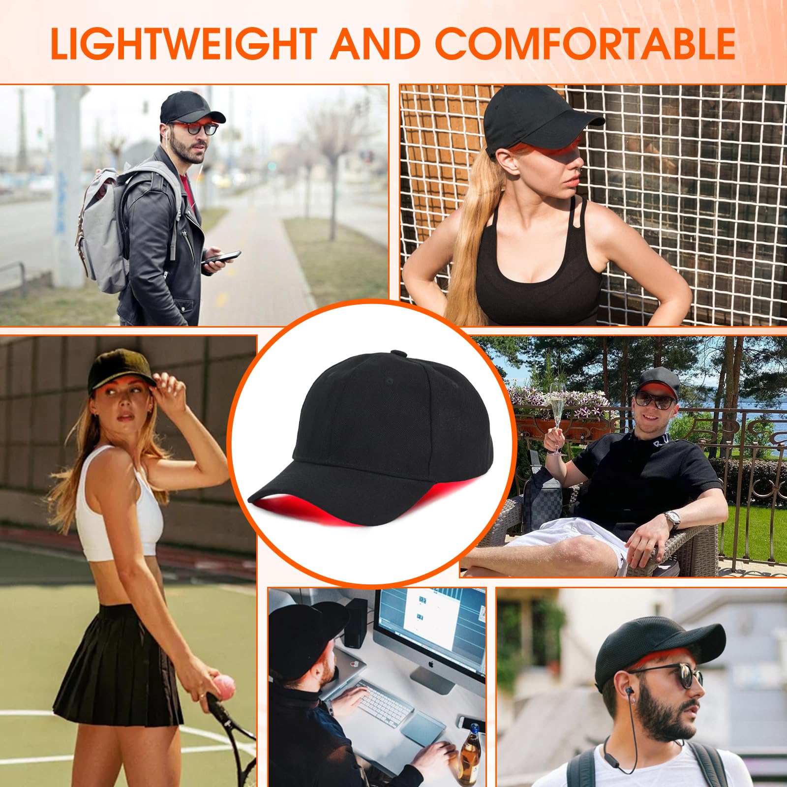 Morfone Infrared Light Therapy Cap. Portable red light hair growth cap for use at home or while out.