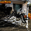 Morfone Halloween Decorations Outdoor 265" Halloween Spider Web Decor 59" Scary Giant Spider 20 Small Fake Spiders 40g Stretch Cobwebs Spider Webs Halloween Decorations for Yard Garden Lawn Party