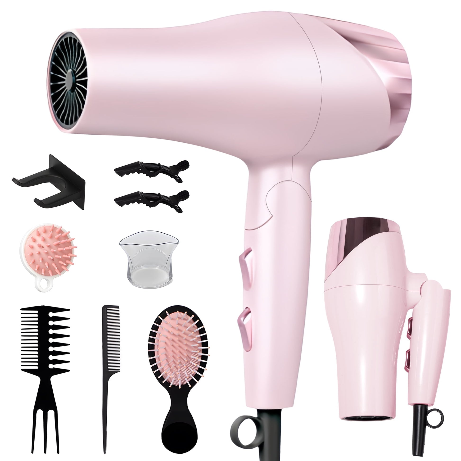 Morfone Hair Dryer, Negative Ionic Foldable Blow Dryer for Fast Drying, Thermo-Control Compact Hair Blow Dryer with Hair Diffuser