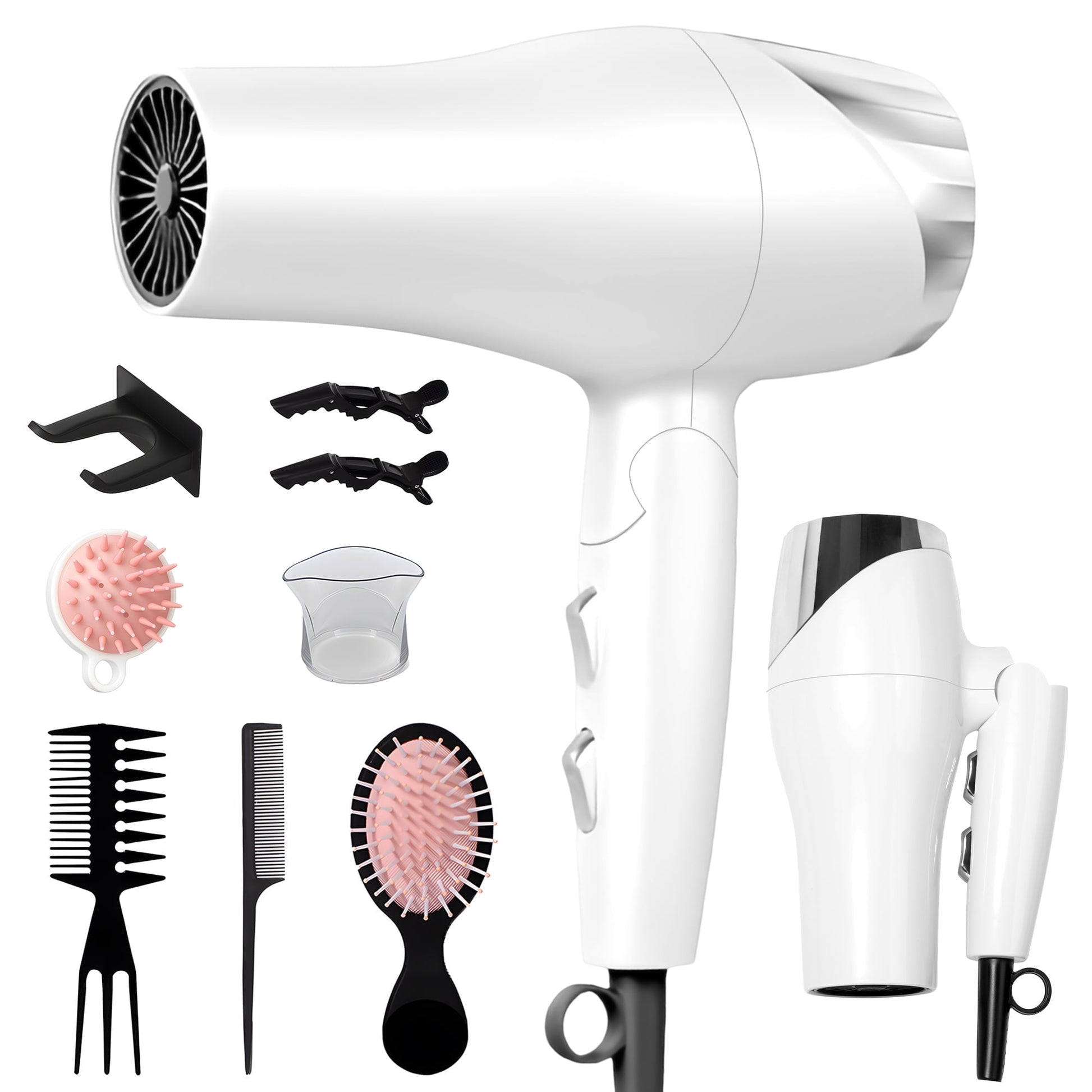 Morfone Hair Dryer, Negative Ionic Foldable Blow Dryer for Fast Drying, Thermo-Control Compact Hair Blow Dryer with Hair Diffuser