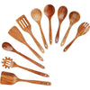 ACMETOP 9 Piece Natural Teak Wooden Kitchen Utensil Set with Spoon Rest - Comfort Grip Cooking Spoons and Utensils Holder Utensils Set with Spoon Rest, Comfort Grip Cooking Utensils Set for Kitchen