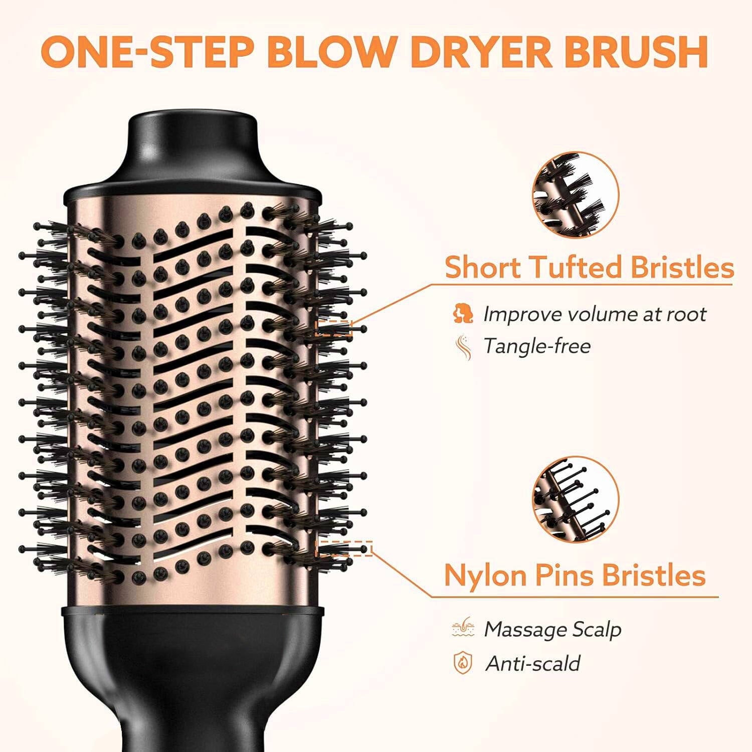 Hair Dryer and Blow Dryer Brush in One, 4 in 1 Hair Dryer and Styler Volumizer with Negative Ion Anti-frizz Ceramic Titanium Barrel Hot Air Straightener Brush for All Hair Types