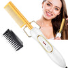 Hot Comb Hair Straightener Heat Pressing Combs - Morfone Ceramic Electric Hair Straightening Comb, Curling Iron for Natural Black Hair Beard Wigs Holiday Gift - Glod
