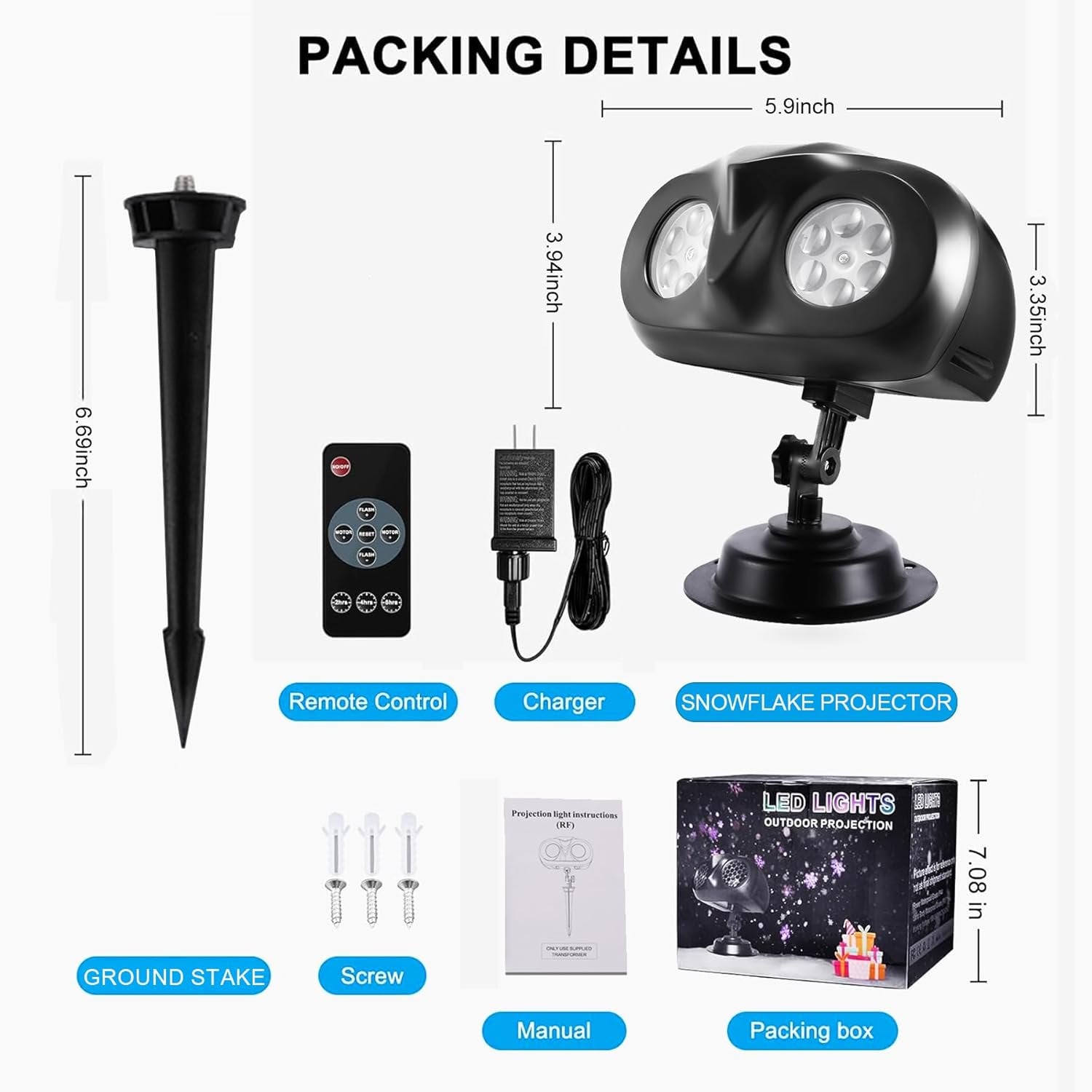 Morfone Christmas Snowflake Projector Lights Outdoor, Dual-Head Waterproof Christmas Outdoor Lighting Decorations with Remote for Xmas, New Year, Winter Party Indoor