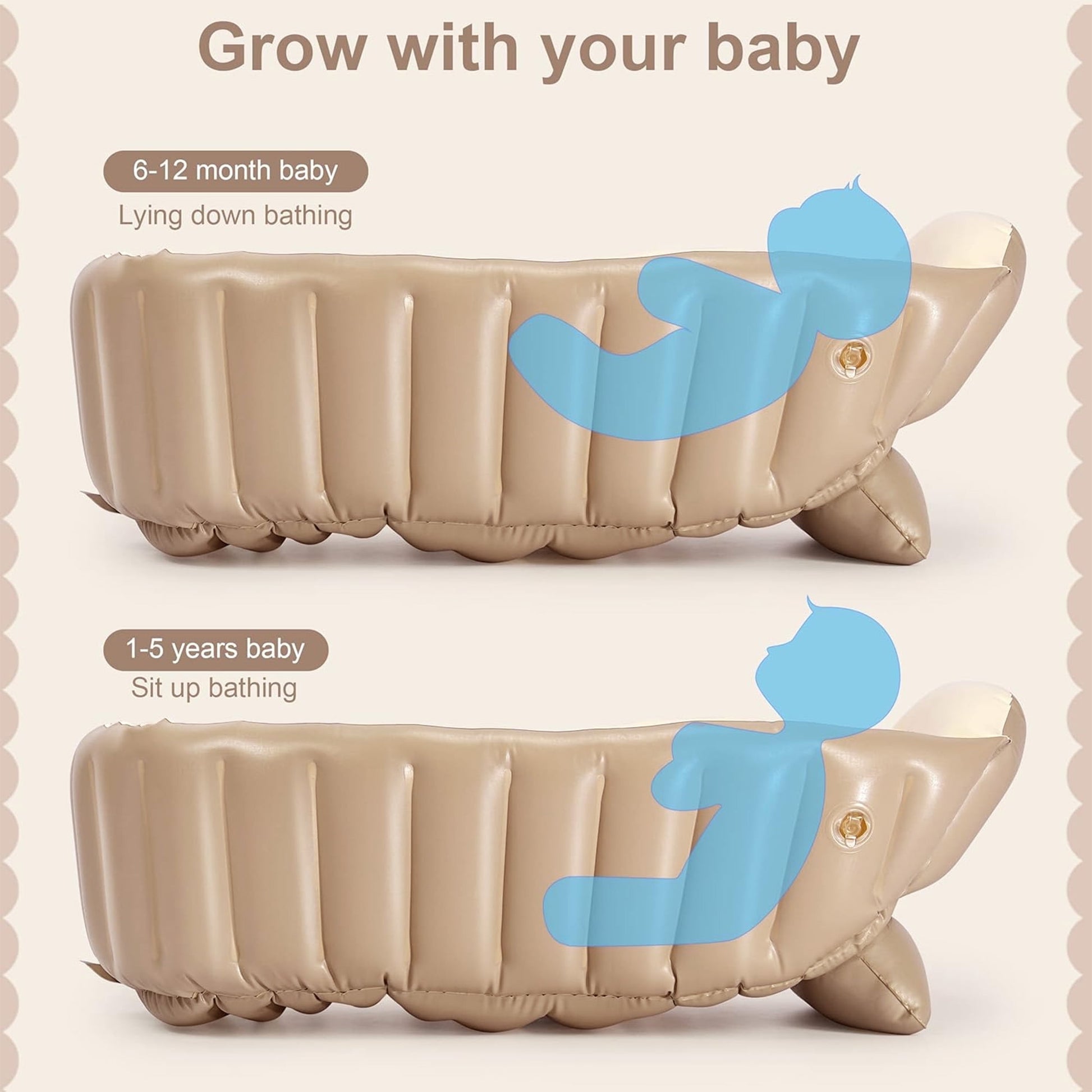 Morfone Inflatable Baby Bathtub for Newborn to Toddler, Portable Baby Tub with Air Pump, Collapsible Shower Basin for Easy Storage