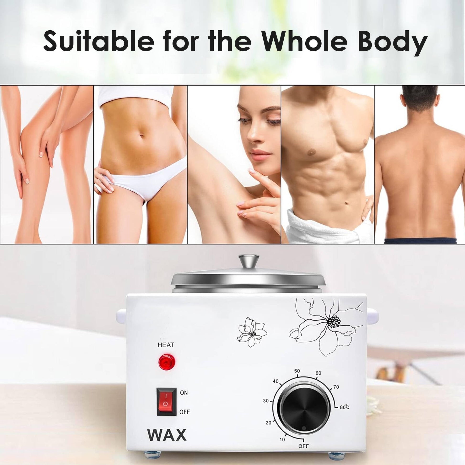Morfone Wax Warmer for Hair Removal, Professional Waxing Kit for Women, Single Pot Wax Heater with Adjustable Temperature (White)