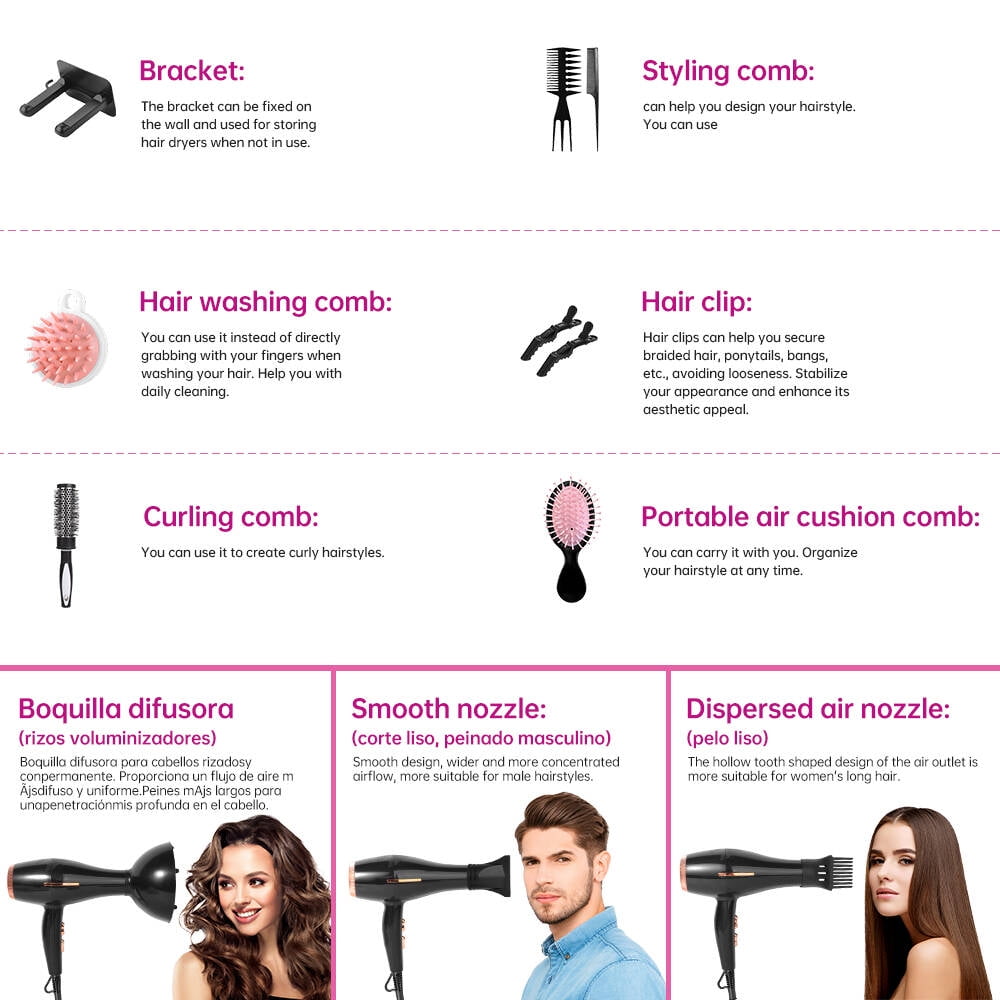 Morfone Hair Dryer, 2200W Professional Negative Ionic High-Speed Blow Dryer with Hair Diffuser & Nozzle