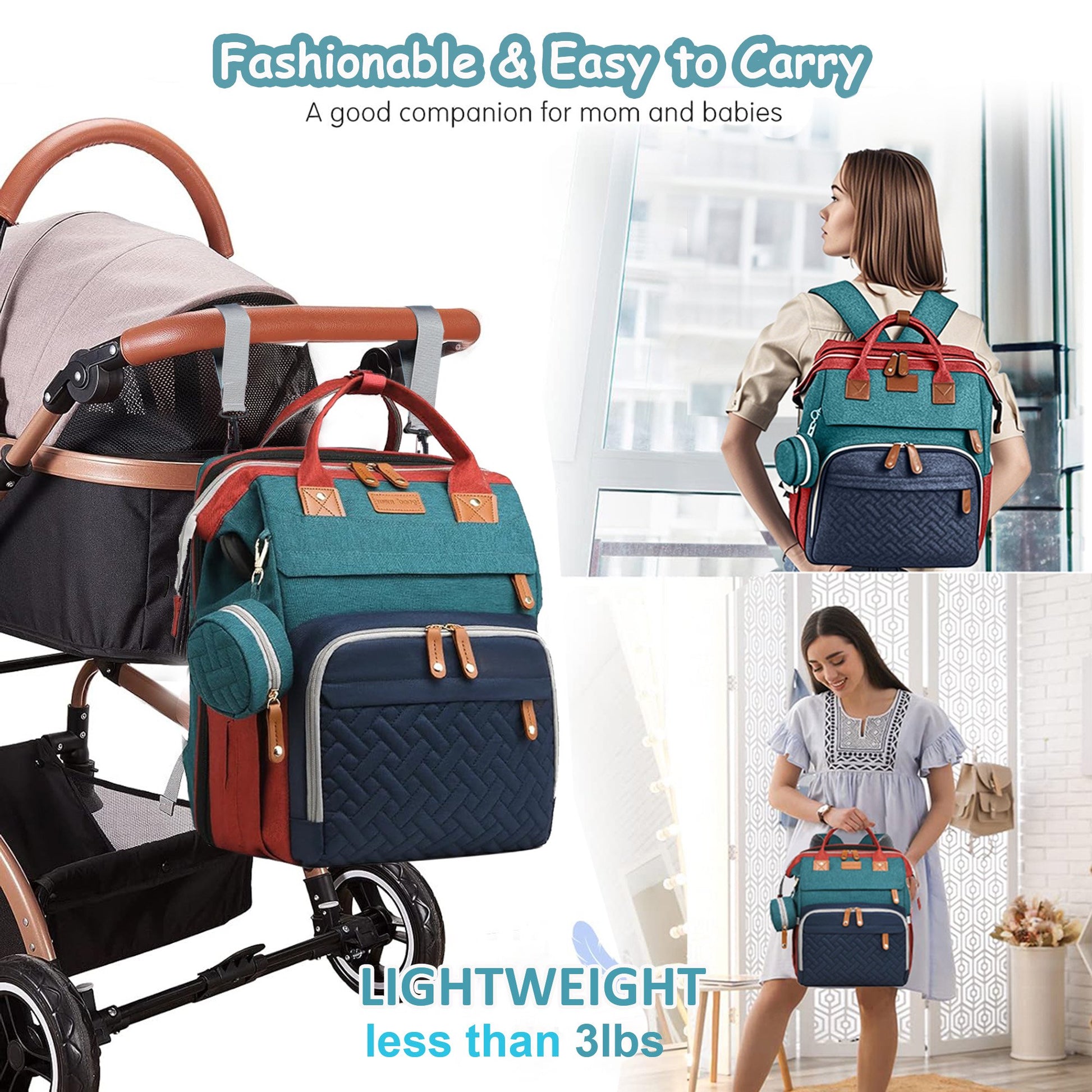 Morfone Diaper Bag Backpack with Changing Station, Large Capacity Baby Essentials Travel Tote, Waterproof Baby Bag with Changing Pad Stroller Straps & Pacifier Case - Unisex