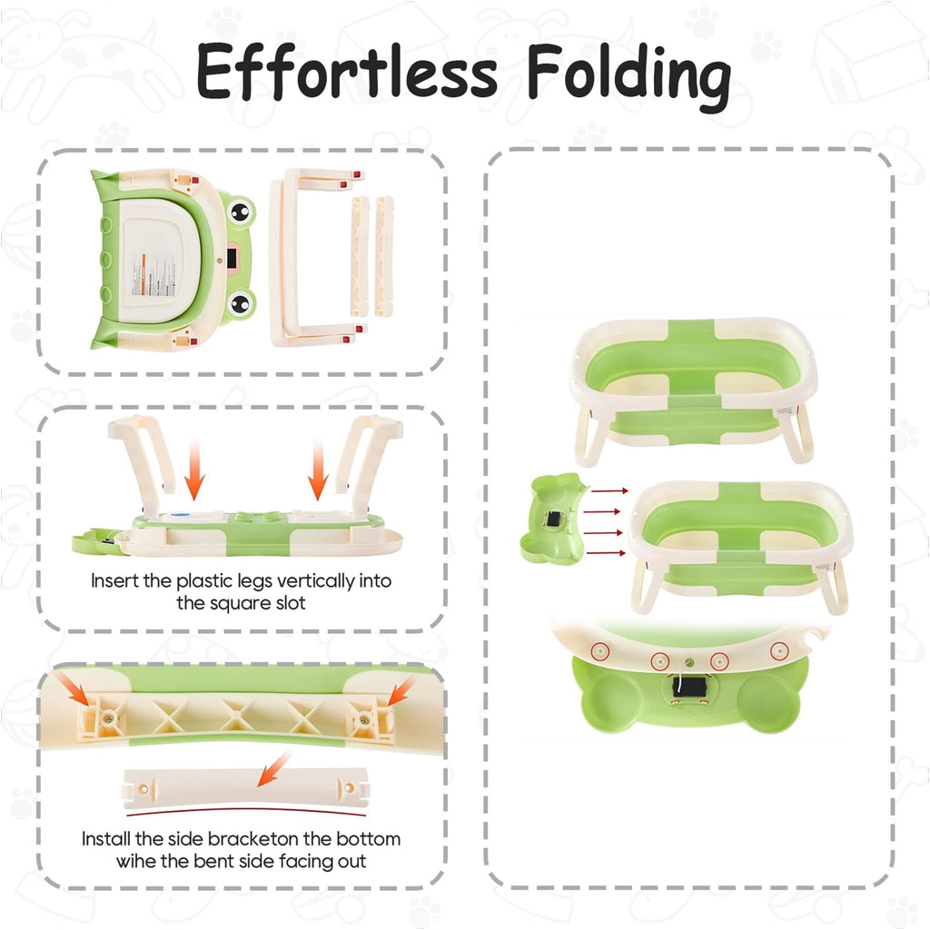 Morfone Collapsible Baby Bathtub with Thermometer, Hooded Towel, Soft Cushion and Bath Toys, Portable Travel Baby Tub for Newborn to Toddler 0-36 Months