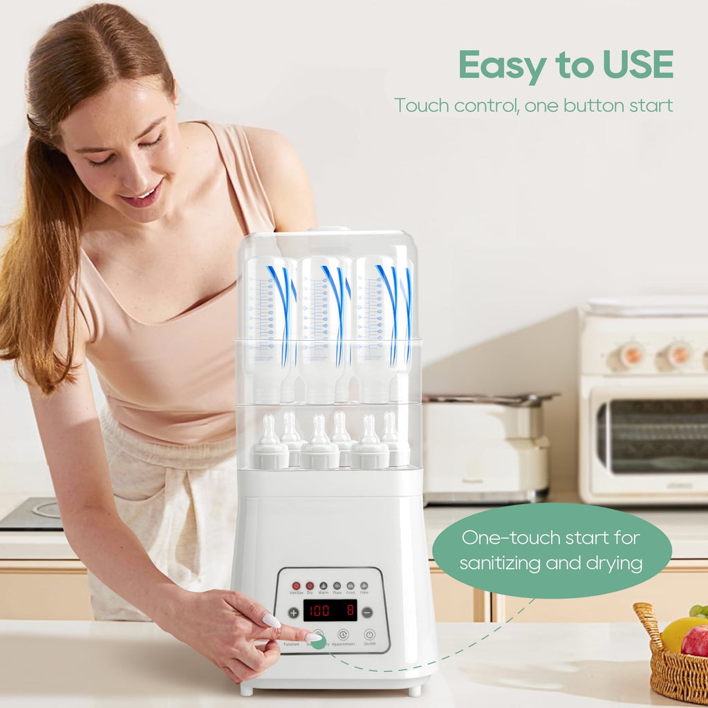 Morfone 8 in 1 Baby Bottle Sterilizer and Dryer for Baby Bottles Pacifiers Breast Pump, Touch Screen & Auto-off Bottle Sanitizer