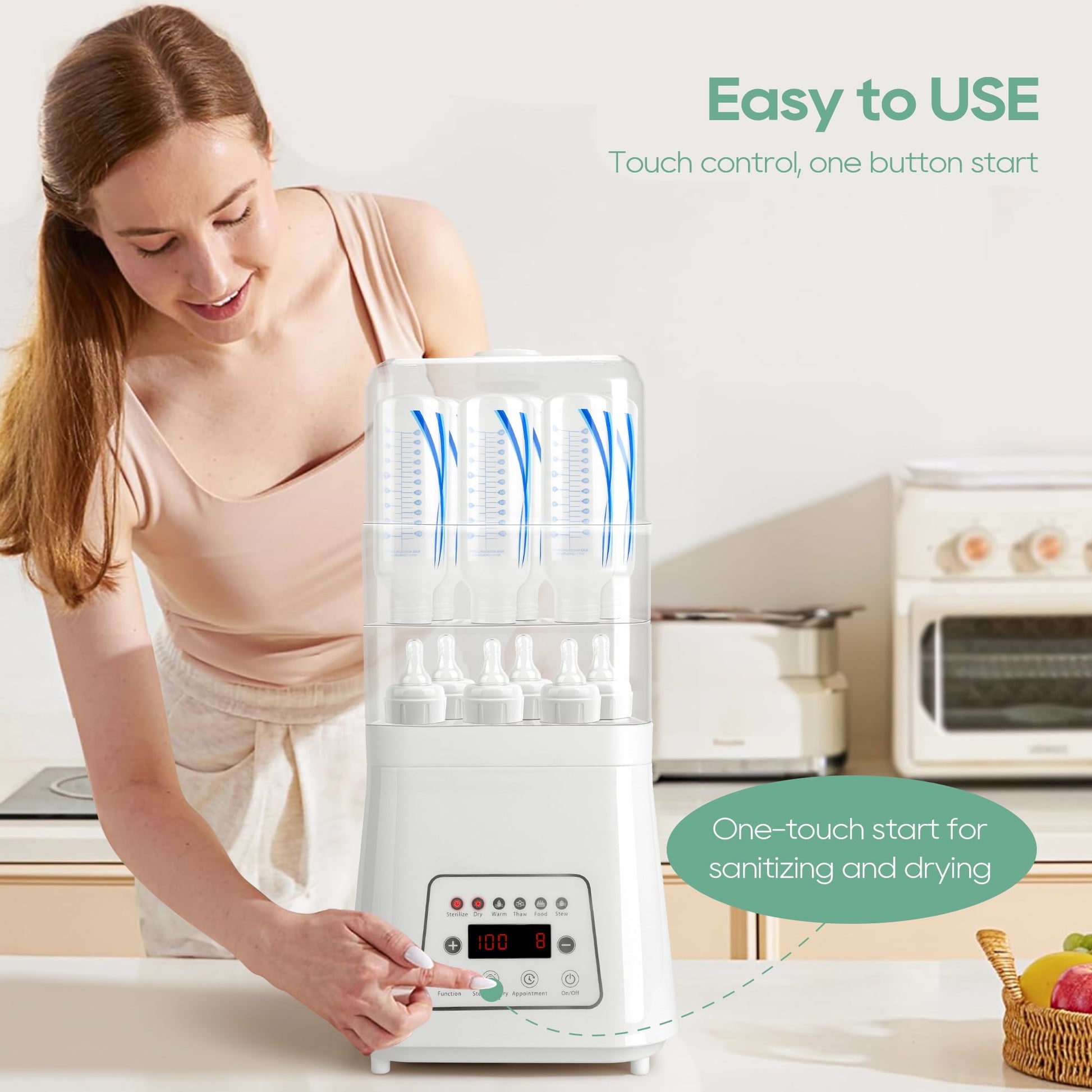 Morfone 8 in 1 Baby Bottle Sterilizer and Dryer for Baby Bottles Pacifiers Breast Pump, Touch Screen & Auto-off Bottle Sanitizer