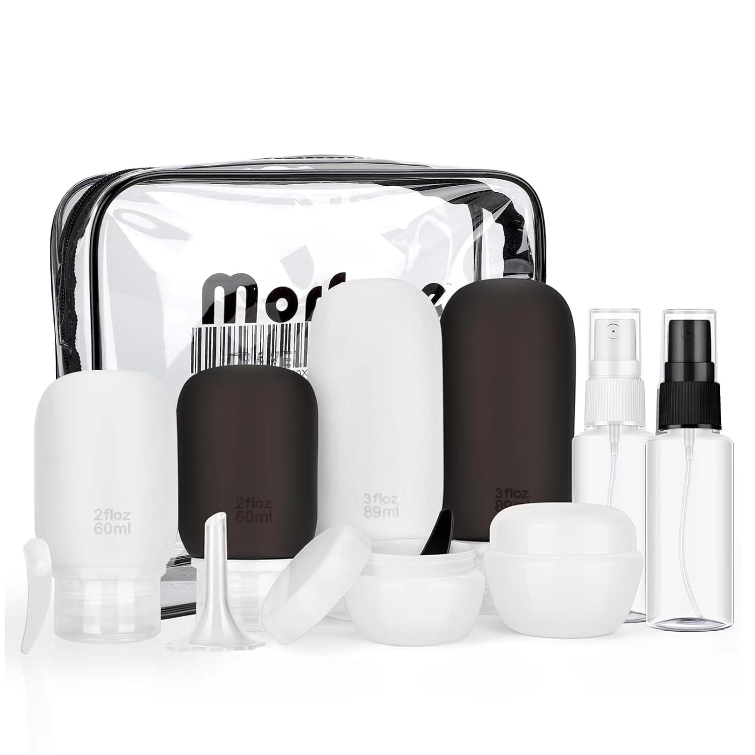 13 Pack Travel Bottles - Morfone Leakproof Travel Containers for Toiletries TSA Approved Silicone Travel Accessories Squeezable Refillable 2oz 3oz for Cosmetic Shampoo Conditioner Lotion