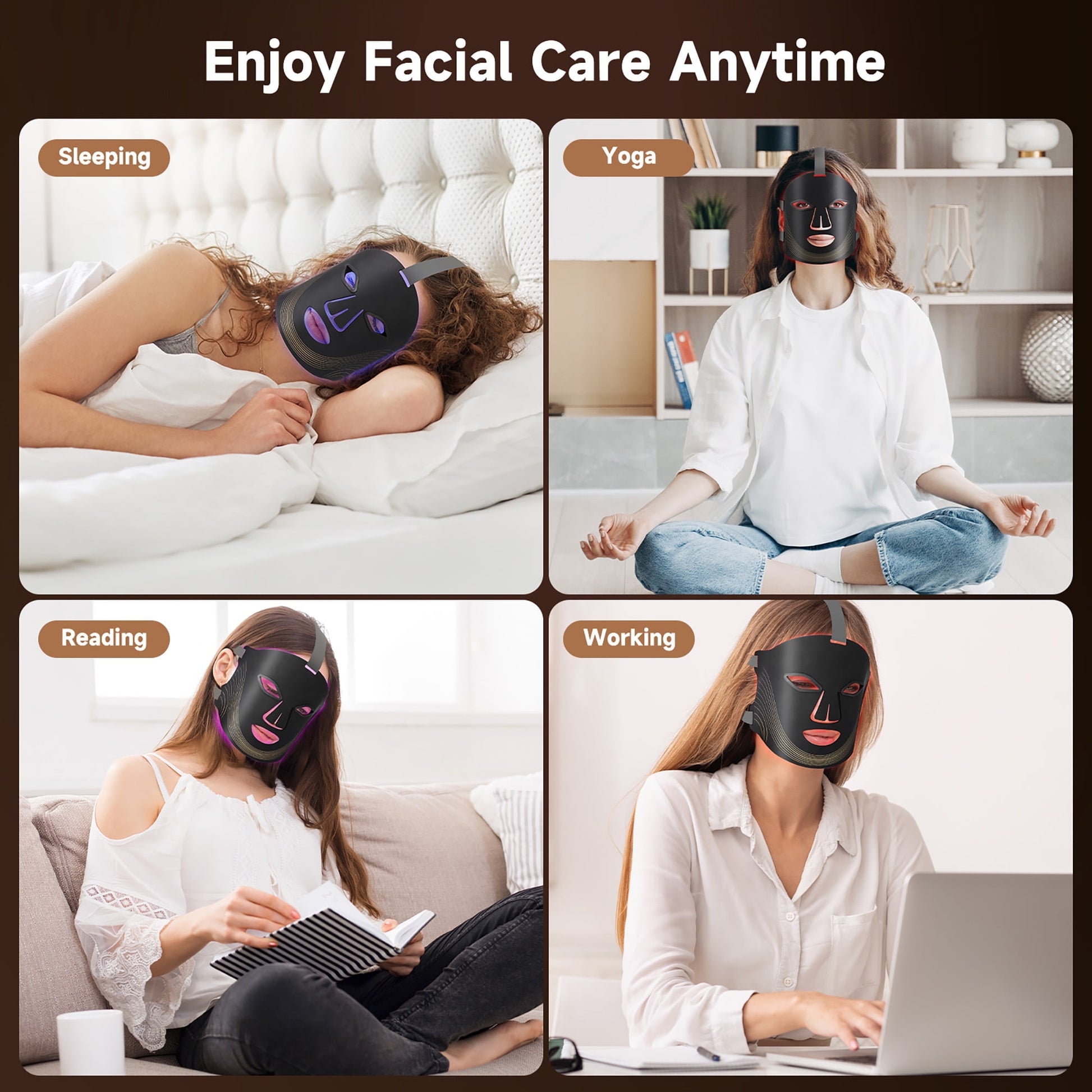 Morfone Red Light Therapy for Face, 4 Modes Led Face Mask Light Therapy with Remote, Portable Light Therapy Mask for Skin Care at Home, Travel (Black)