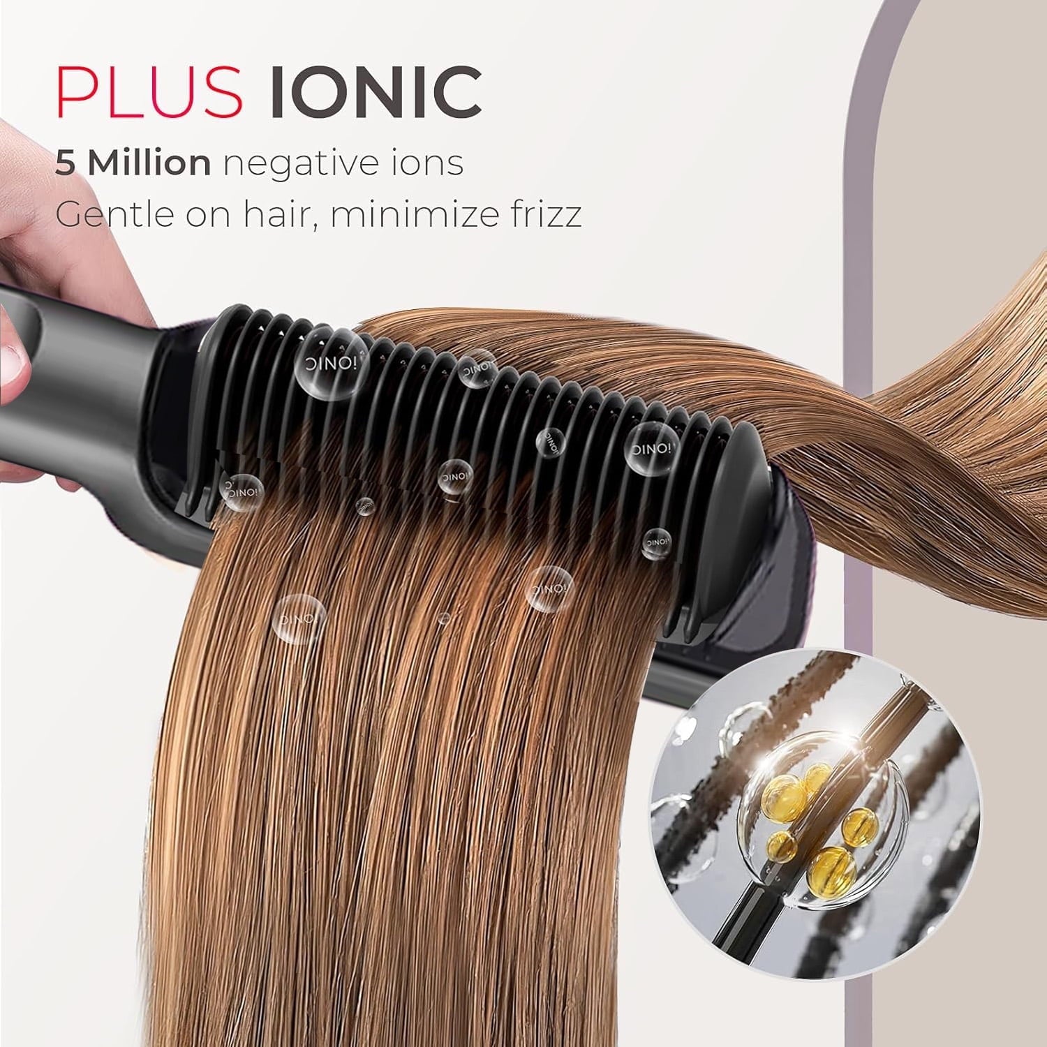 Morfone Hair Straightener Brush, Hair Straightening Iron with Built-in Comb, 10s Fast Heating & Multi Temp Settings & Anti-Scald, Perfect for Professional Salon at Home
