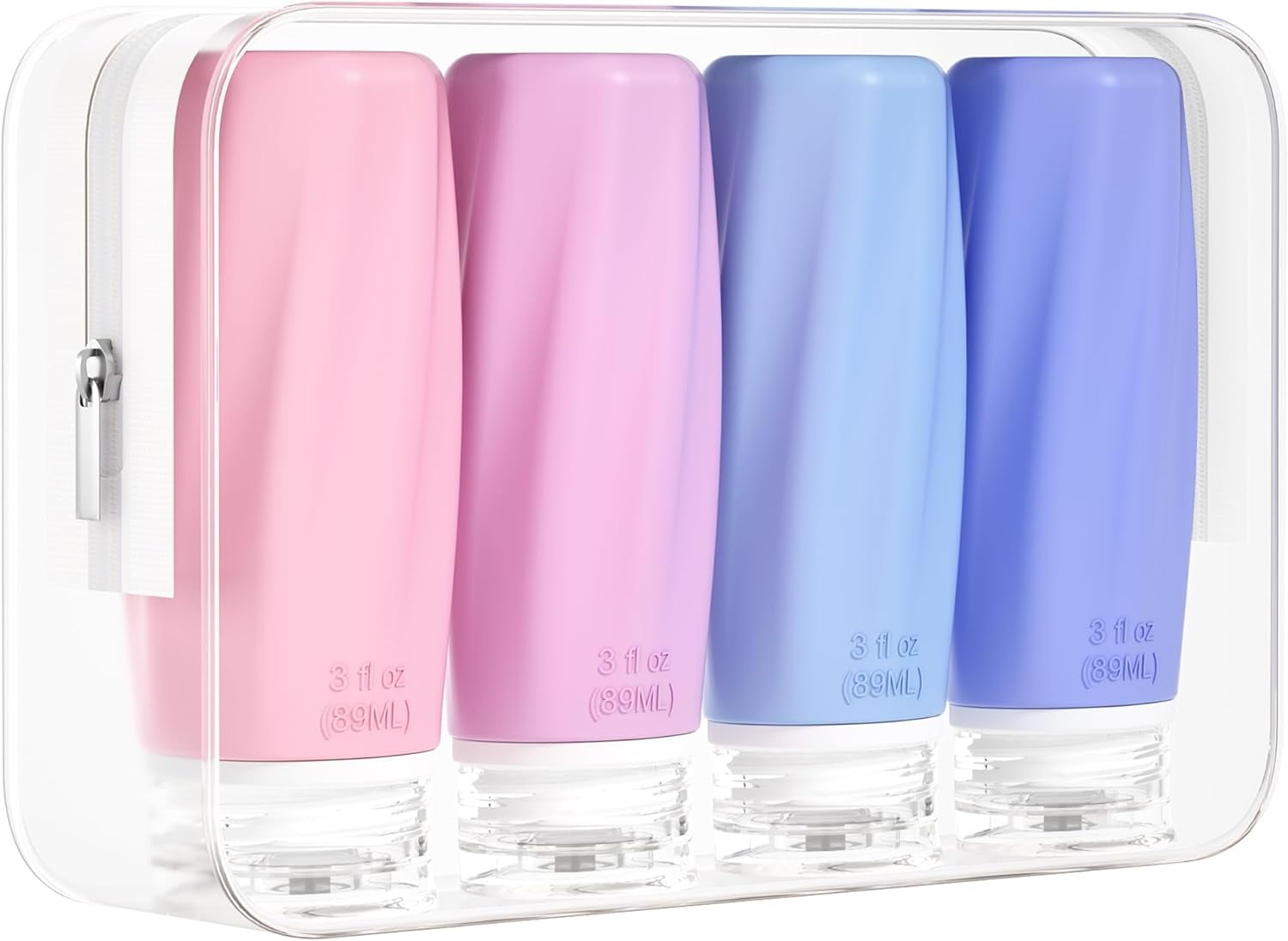 Morfone 4 pack Travel Bottles for Toiletries, TSA Approved Silicone Travel Toiletries, BPA Free Leak Proof Tubs Refillable Liquid with Toiletry Bag, Shampoo Travel Essentials Toiletry Bottles